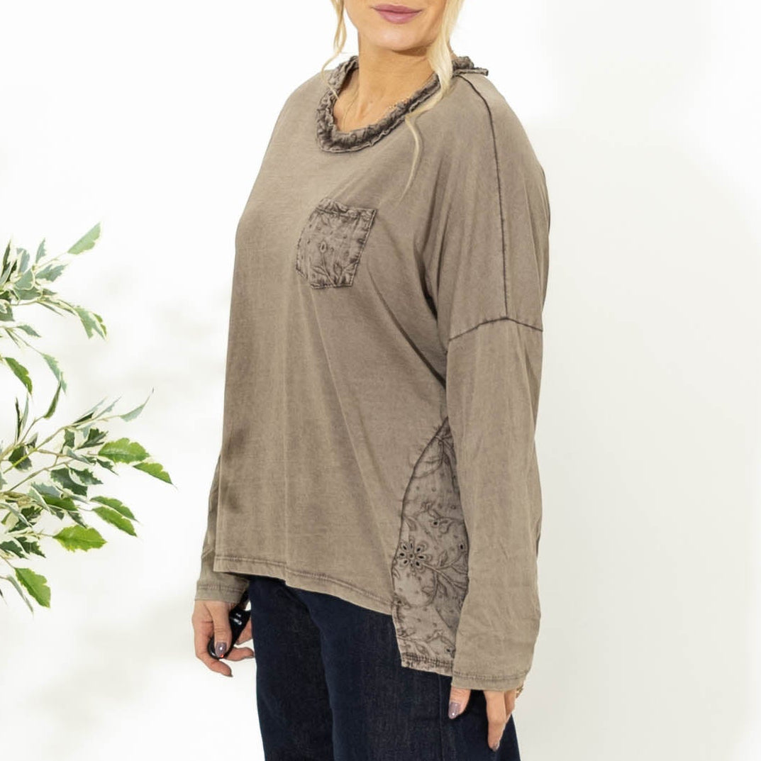 Kendra bomulds overdel, Taupe