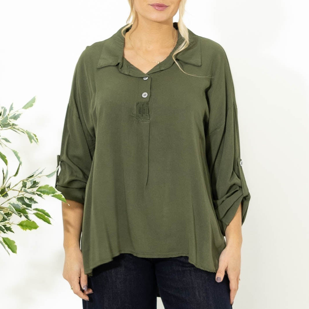 Fiona viskose overdel, Khaki