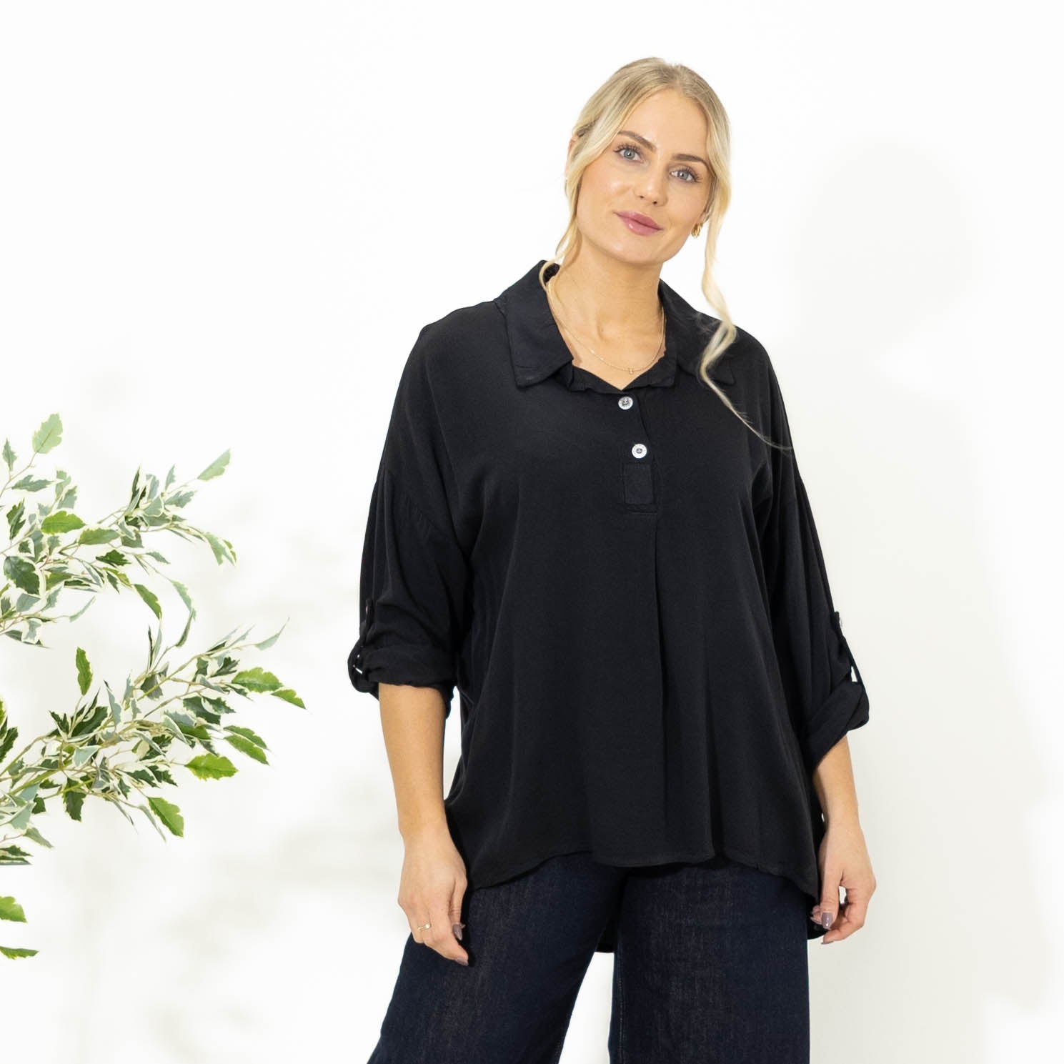 Fiona viskose overdel, Sort