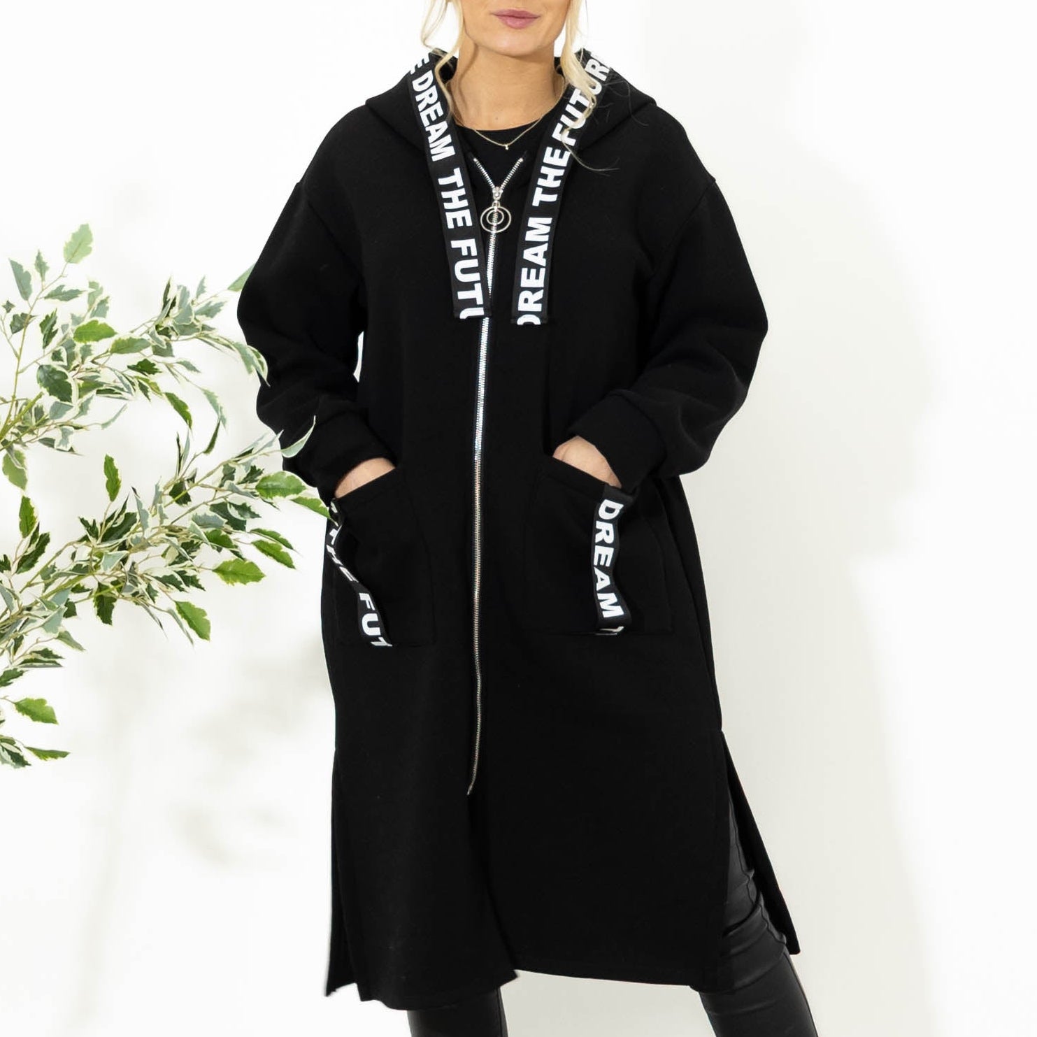 Puk lang sweatshirt, Sort