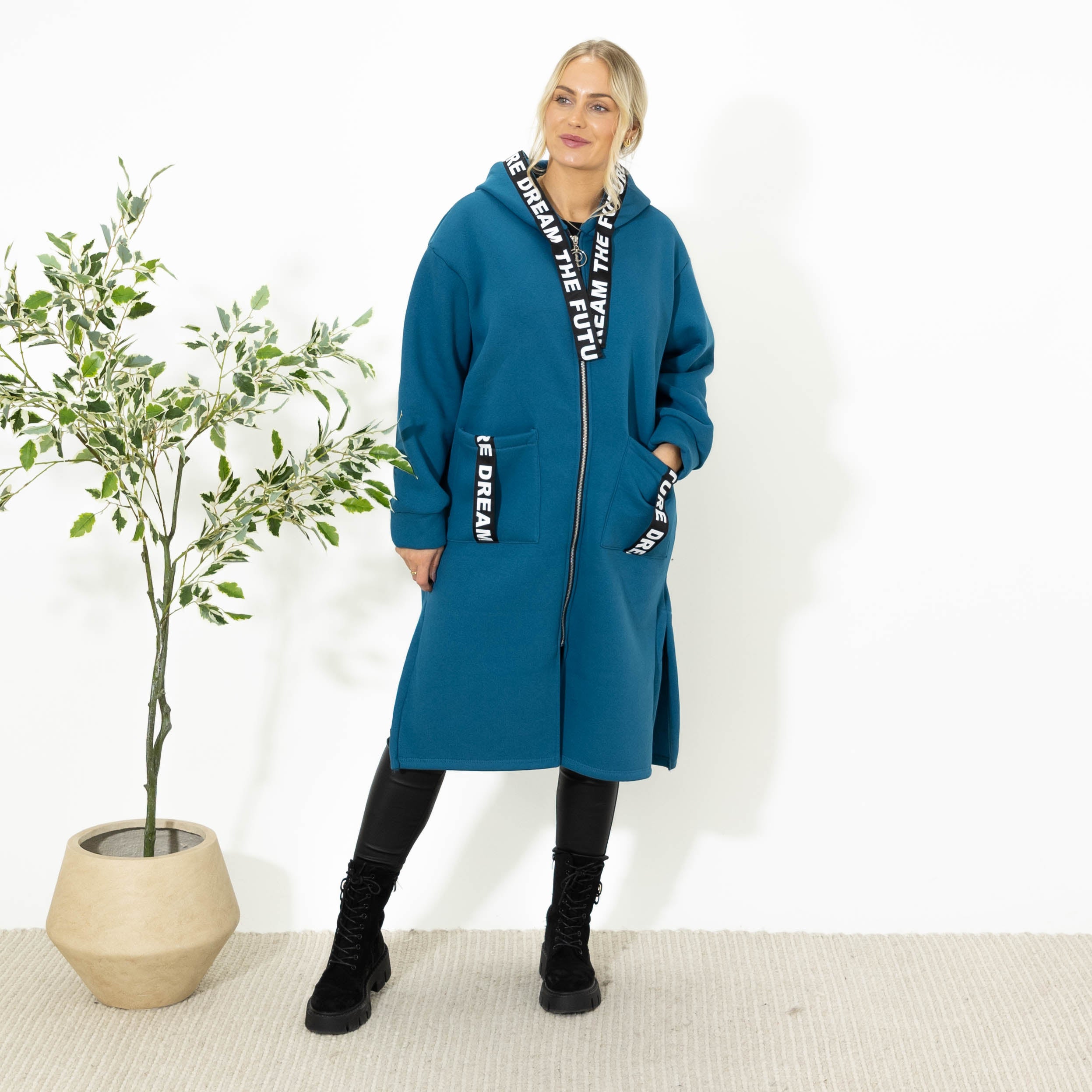 Puk lang sweatshirt, Petrol