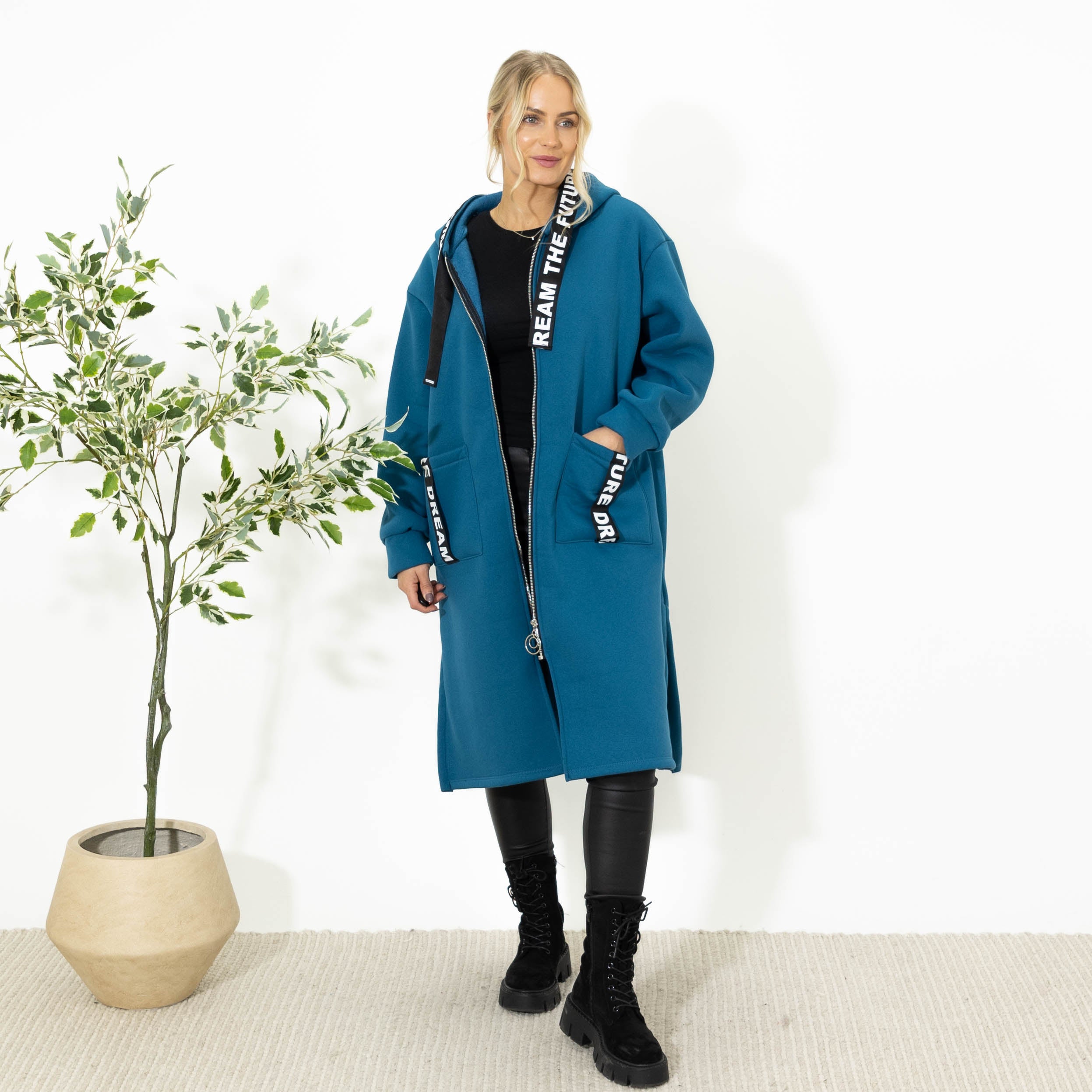 Puk lang sweatshirt, Petrol