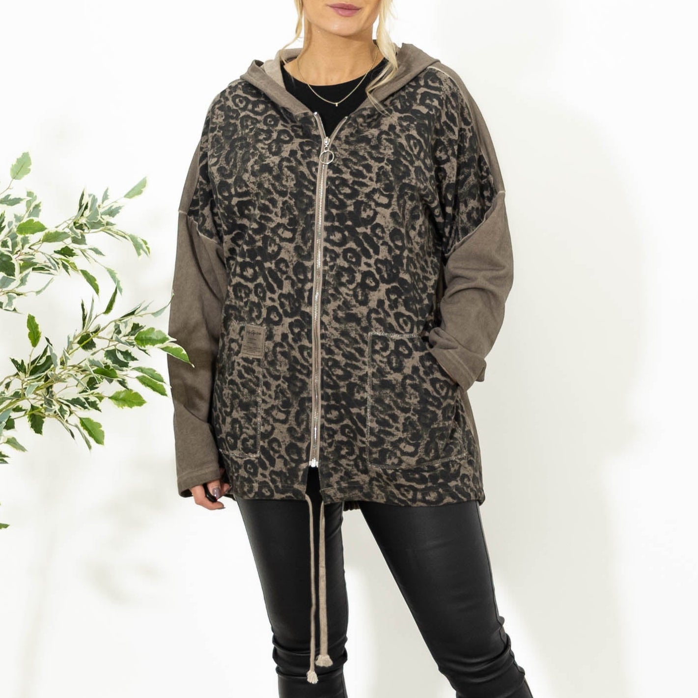 Gitte sweatshirt m. hoodie, Choko