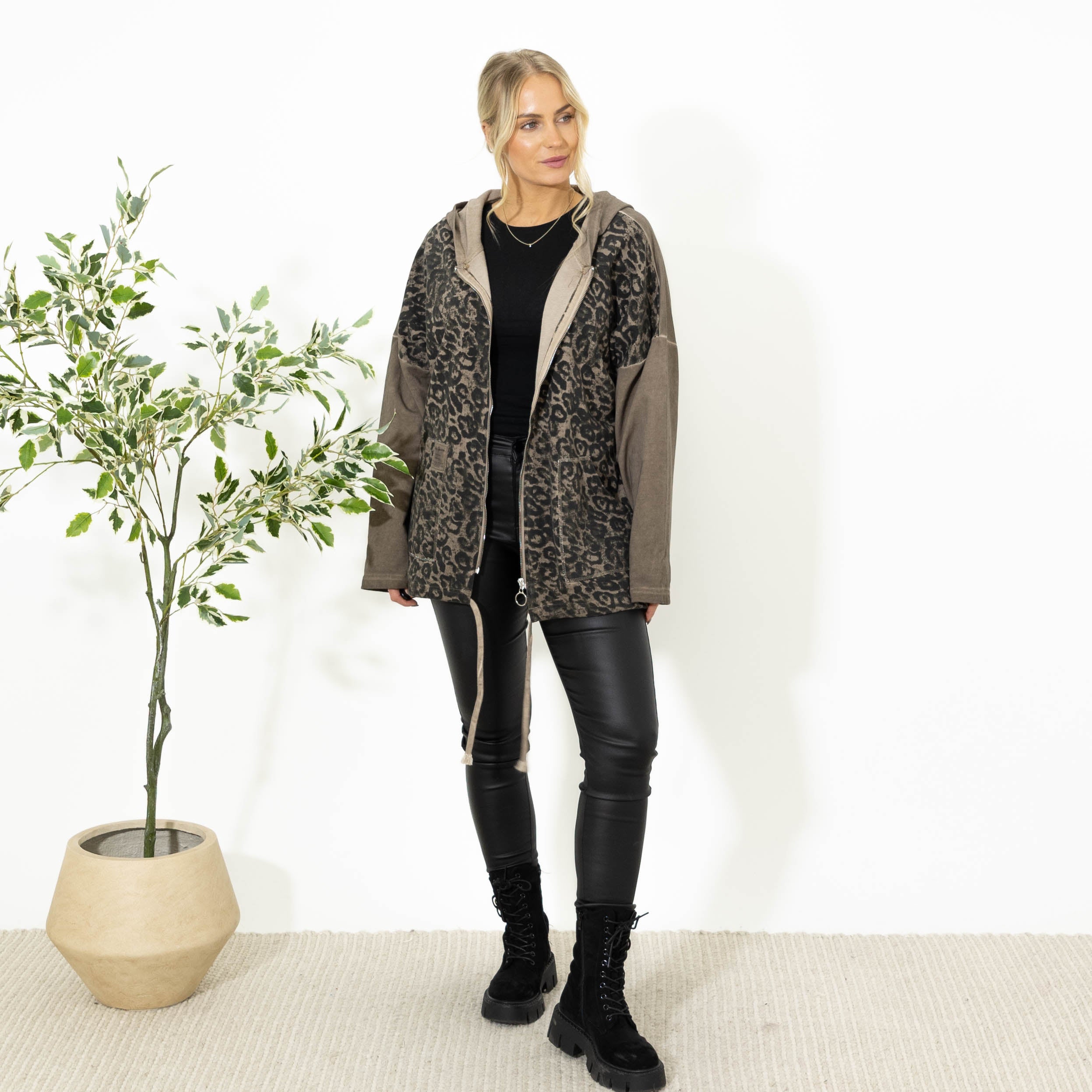 Gitte sweatshirt m. hoodie, Choko