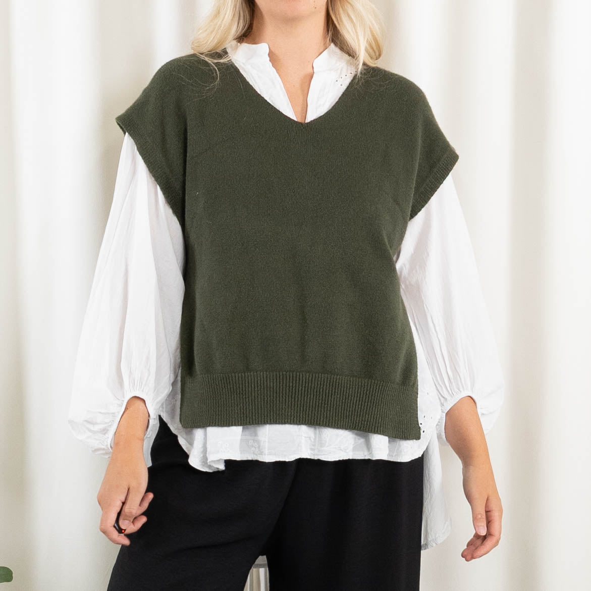 Vera slipover strik, Khaki