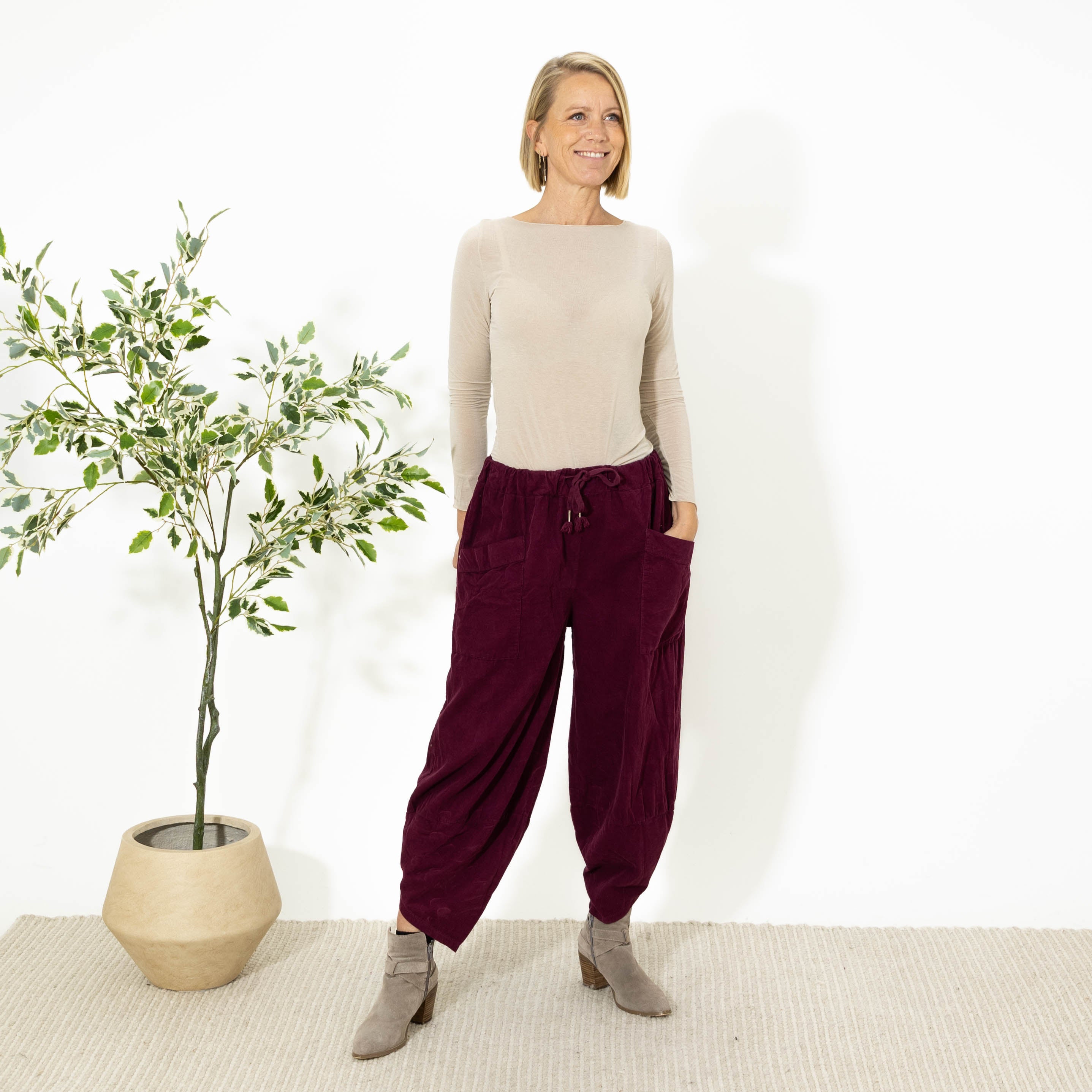 Doreen baggy bukser, Bordeaux