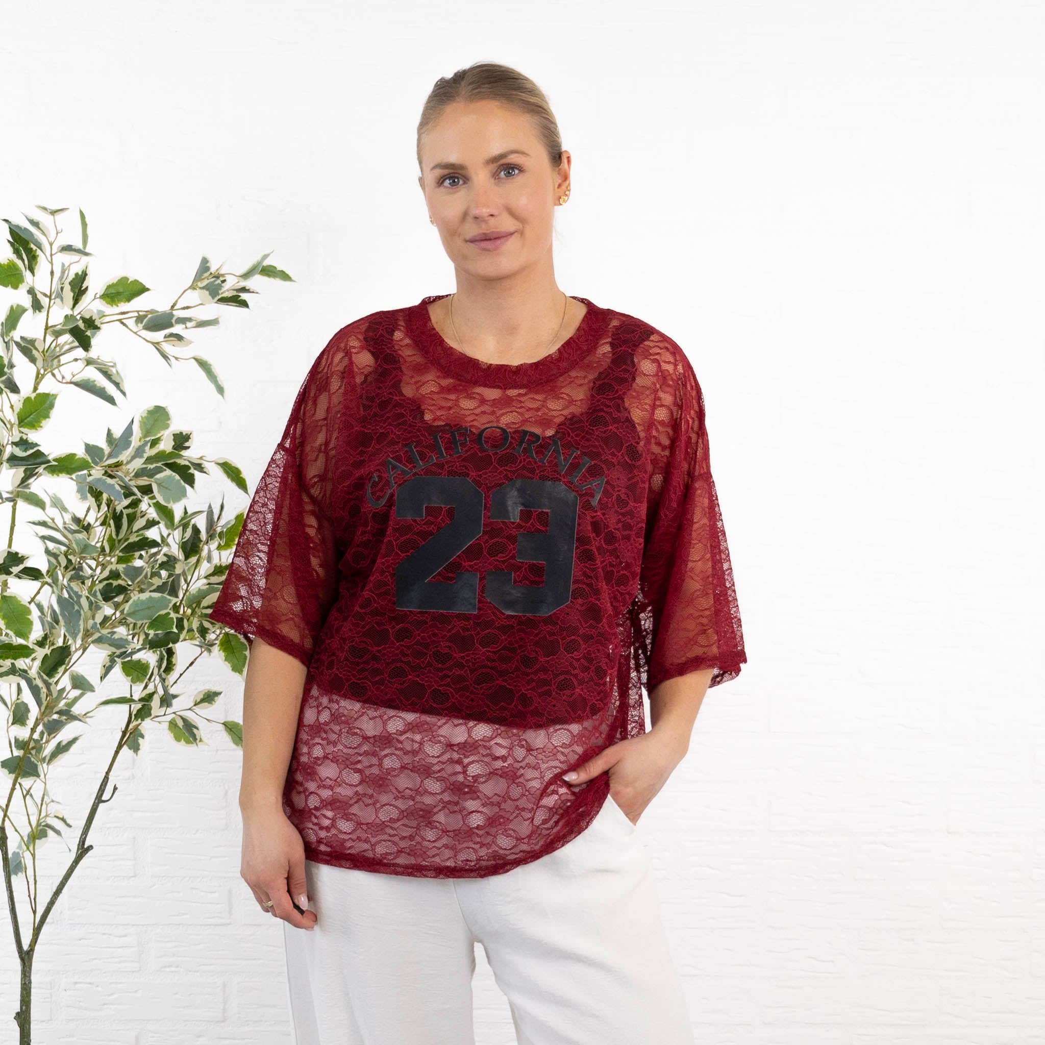 California mesh t-shirt, Bordeaux