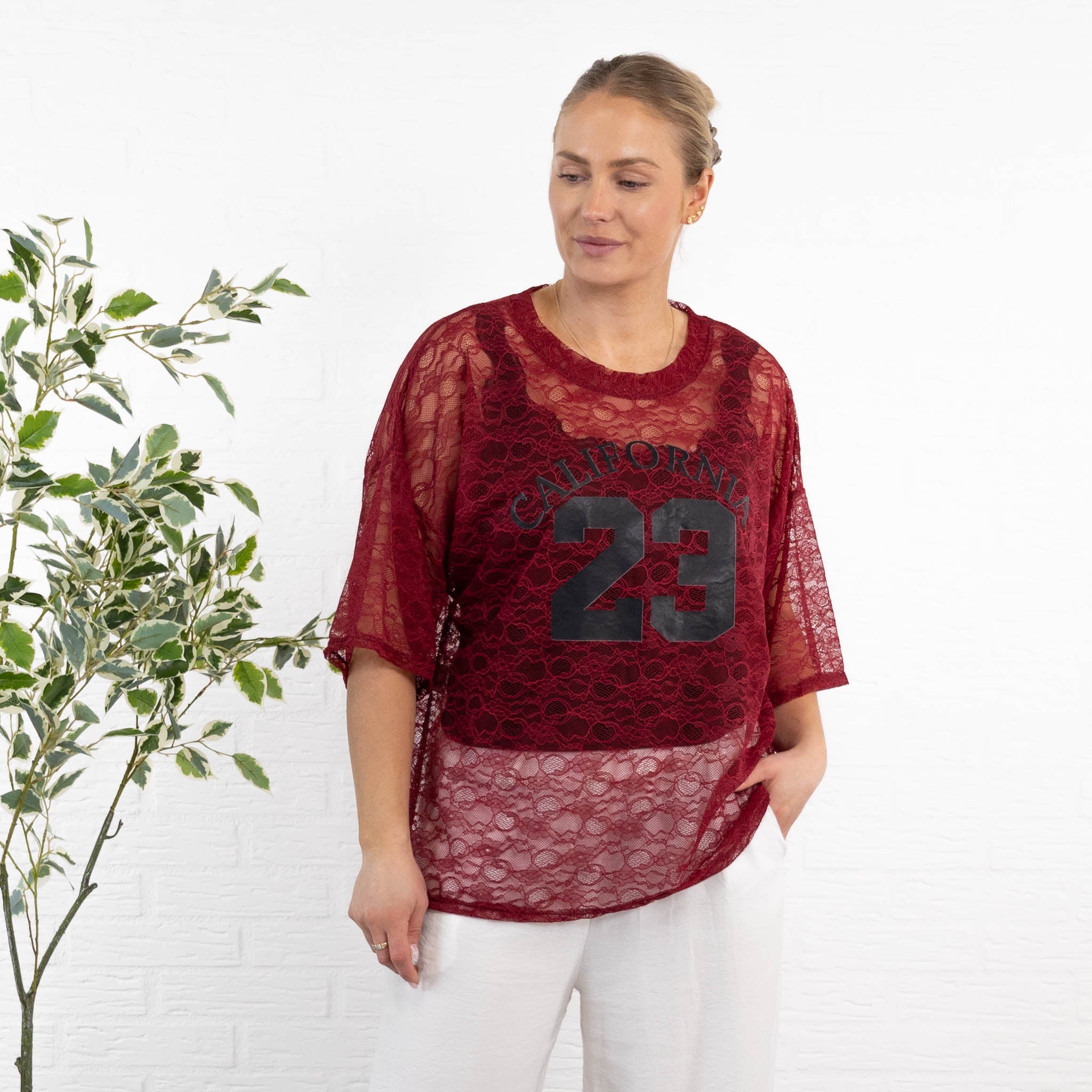 California mesh t-shirt, Bordeaux