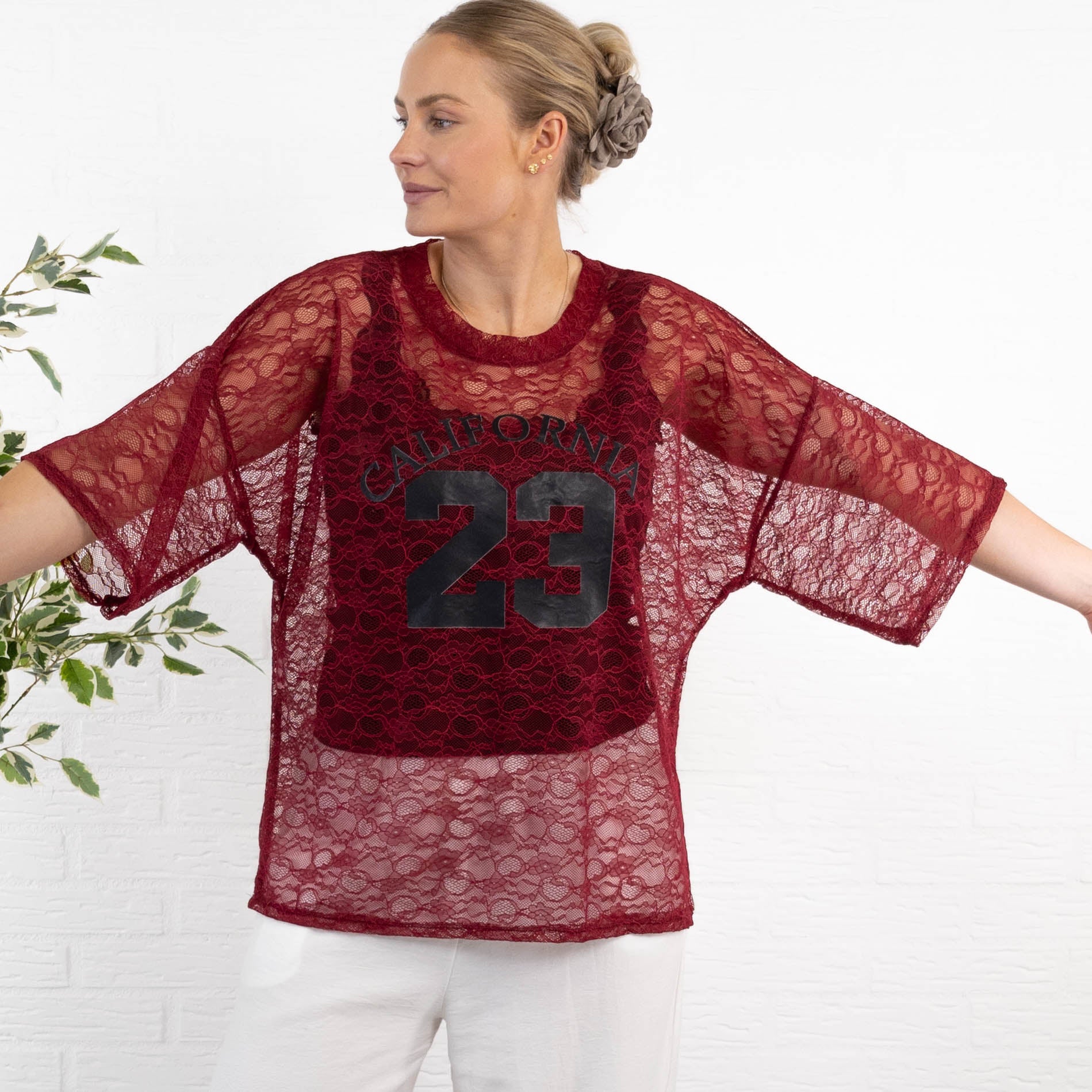 California mesh t-shirt, Bordeaux