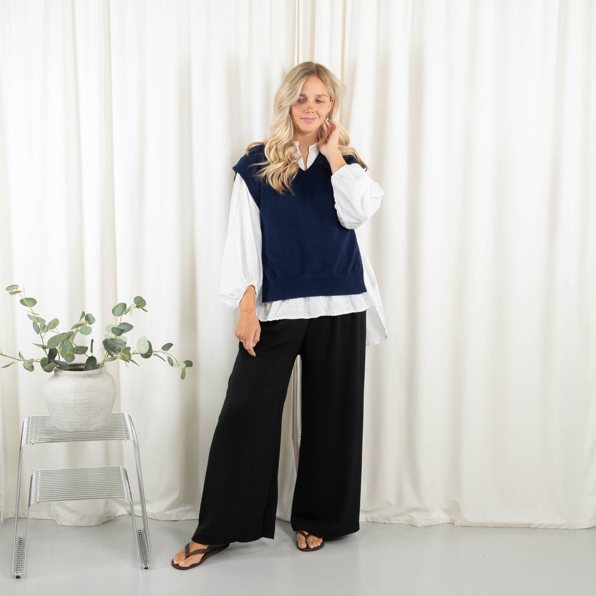 Vera slipover strik, Navy