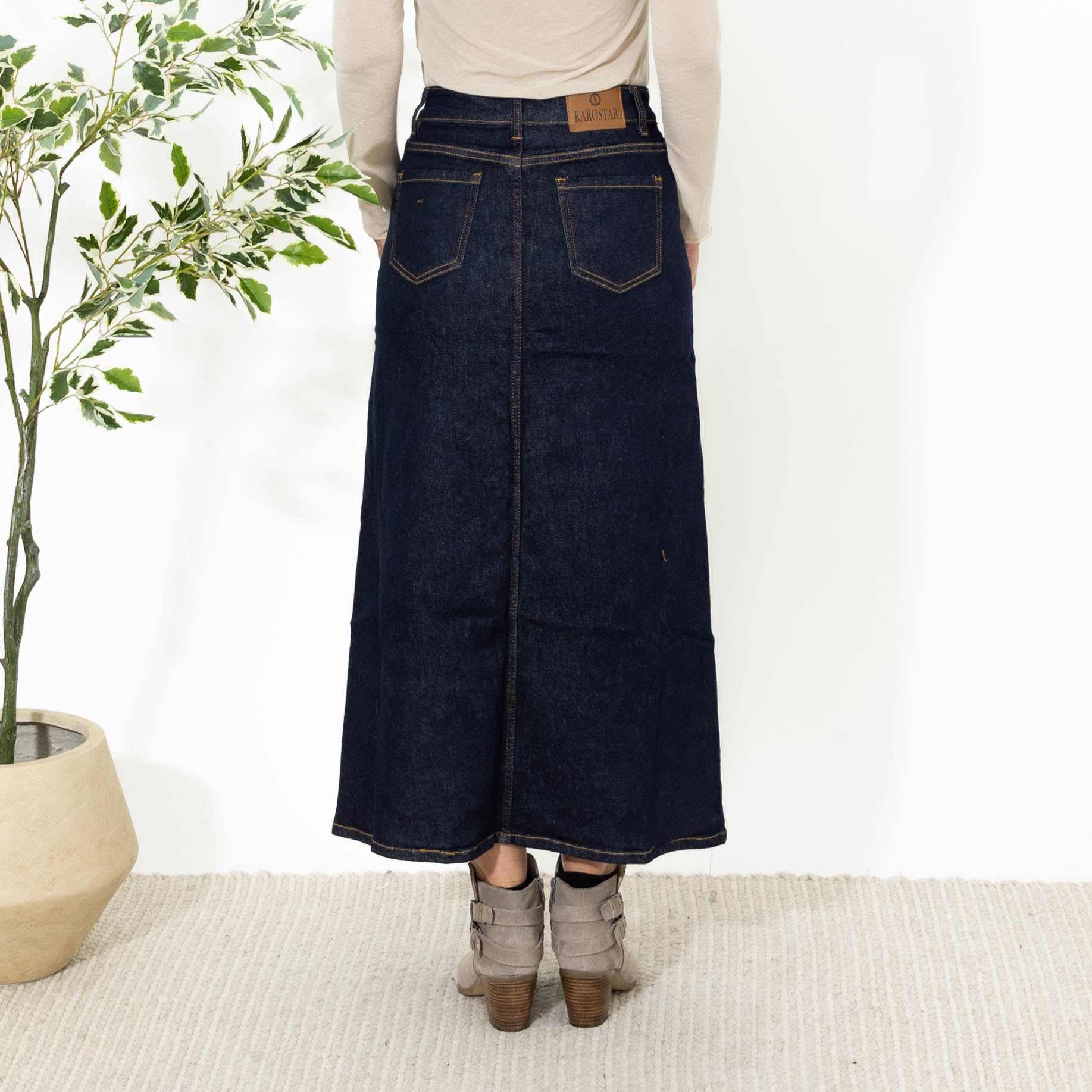 Louise Karostar denim nederdel, Denim blå