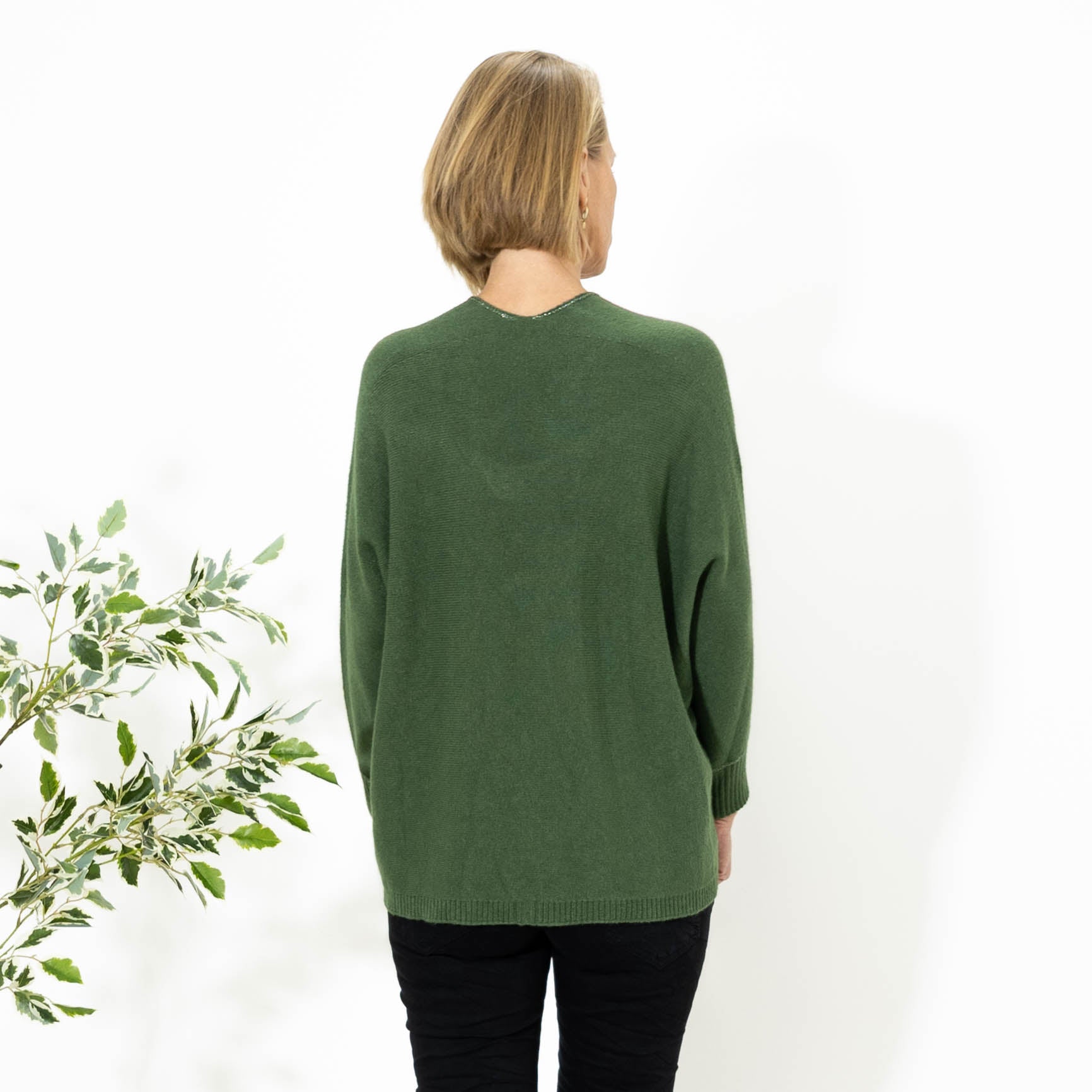 Jean v-hals strik, Emerald grøn