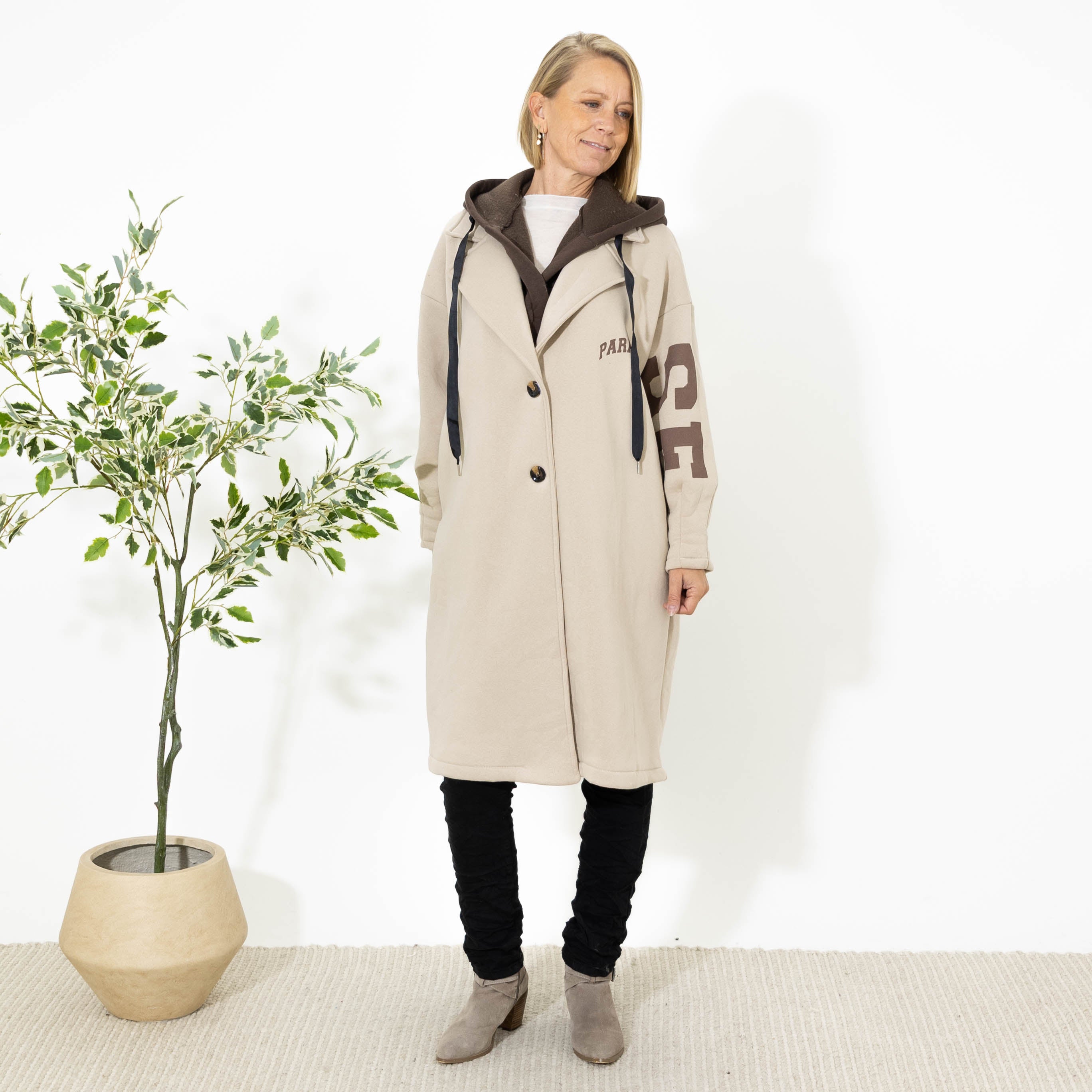 Katty sweatshirt m. hoodie, Beige