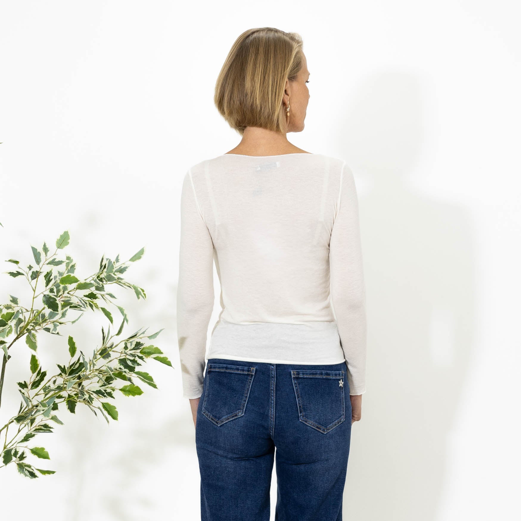 Kari long sleeve t-shirt, Råhvid