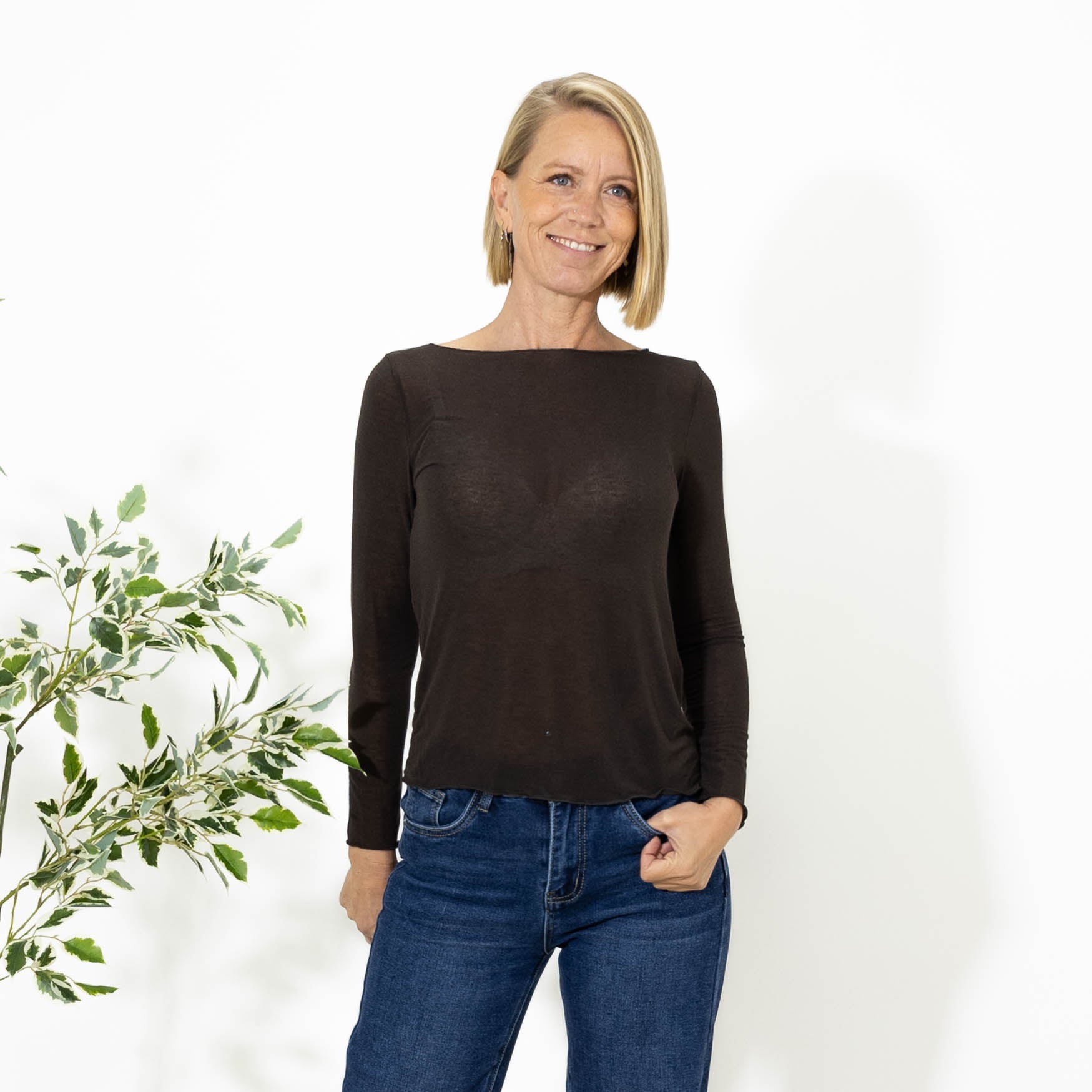 Kari long sleeve t-shirt, Choko