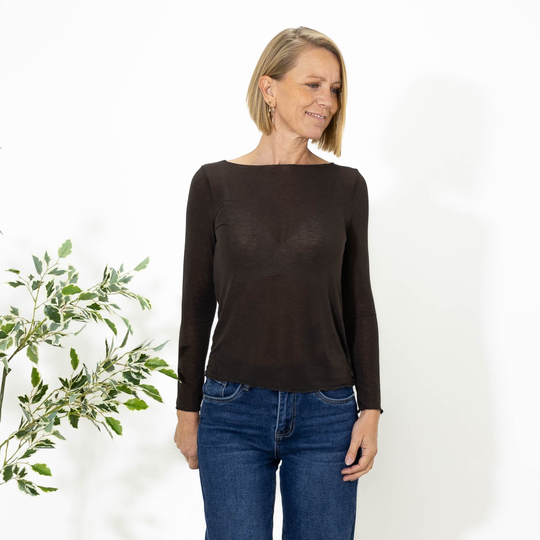 Kari long sleeve t-shirt, Choko