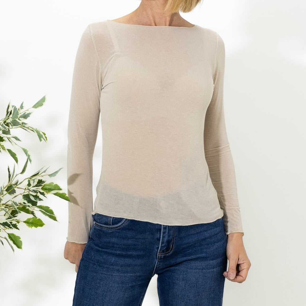 Kari long sleeve t-shirt, Beige