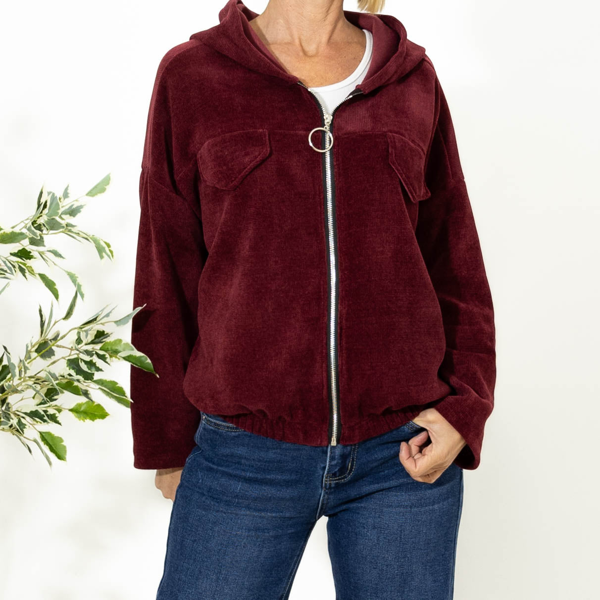Ann chenille hoodie, Bordeaux