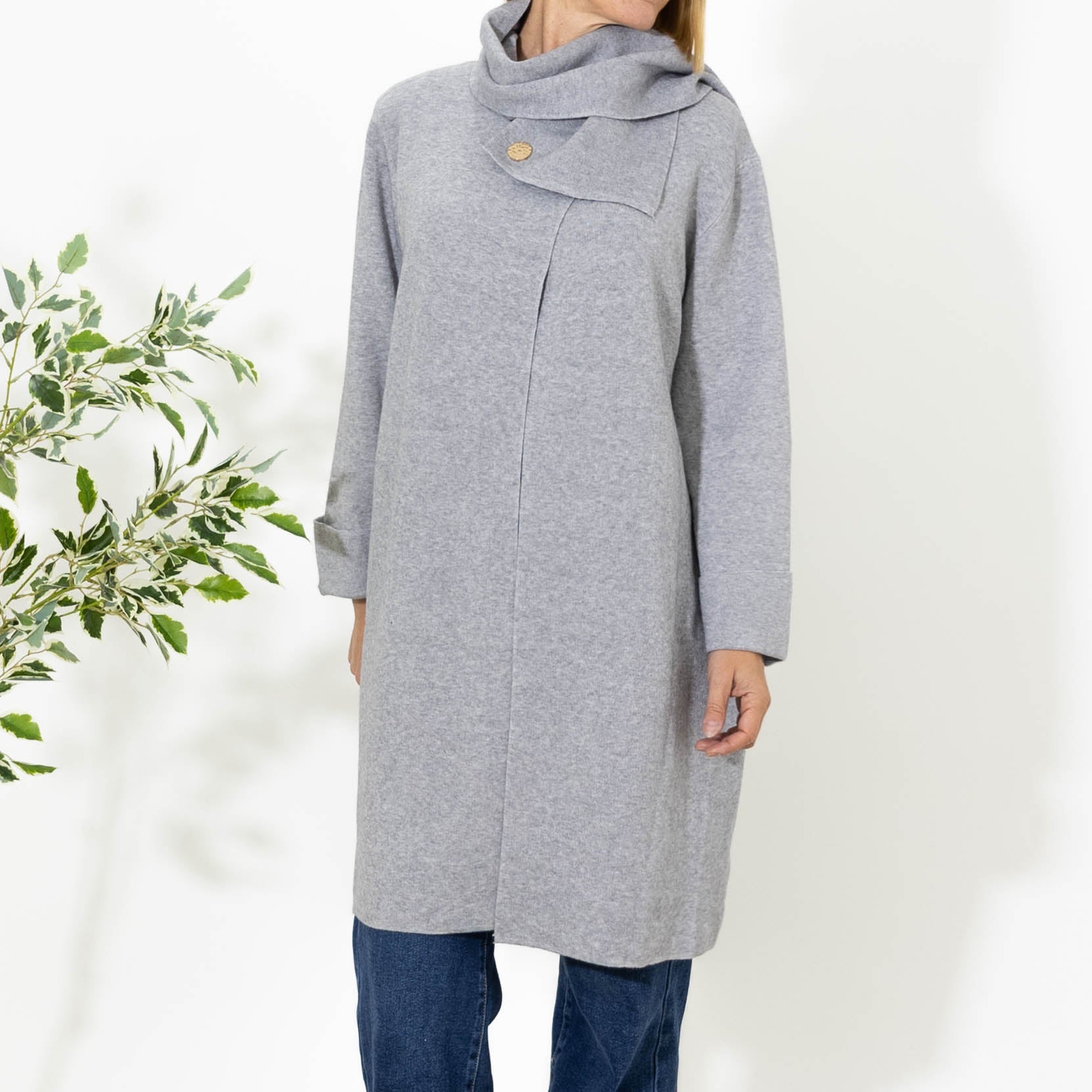 Janny cardigan m. tørklæde, Grå