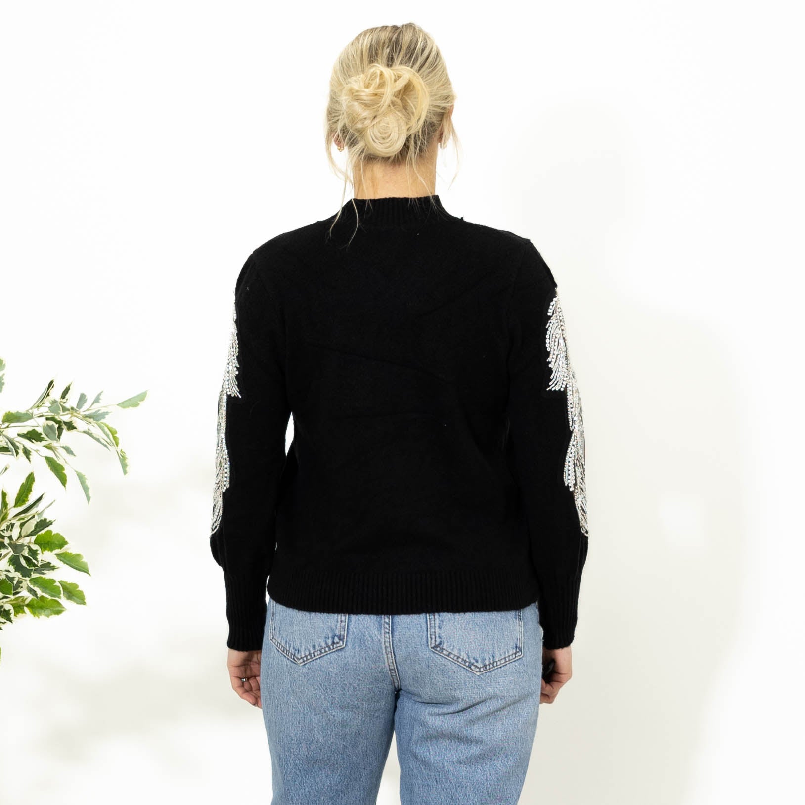 Dolly strik m. pailletter, Sort