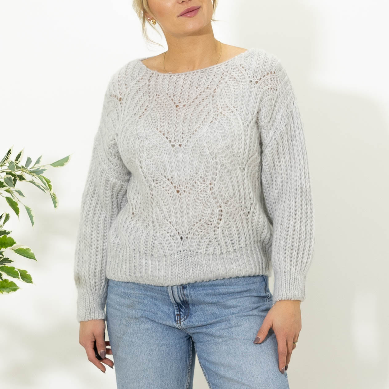 Nanny kort strik, Lysegrå