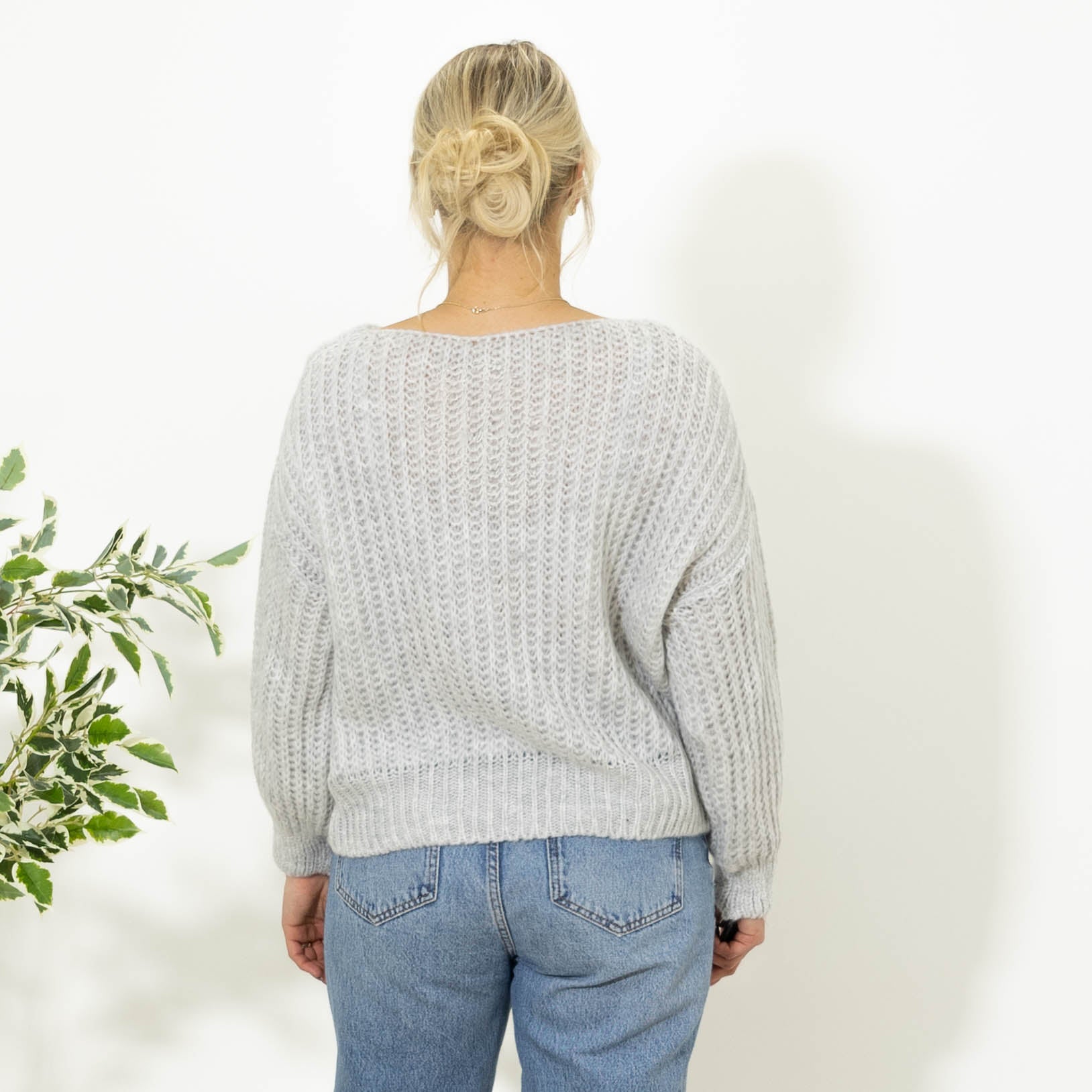 Nanny kort strik, Lysegrå