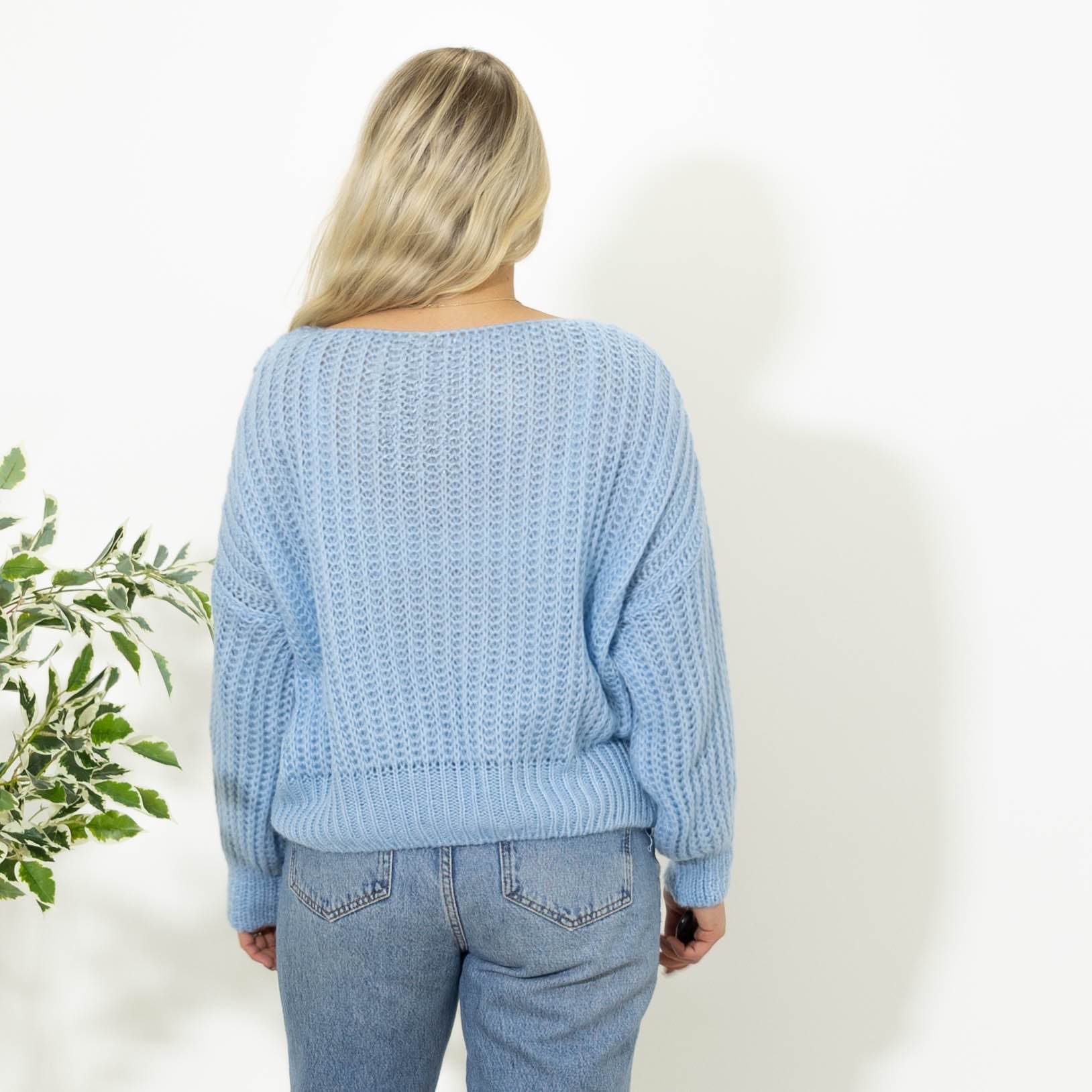 Nanny kort strik, Lyseblå