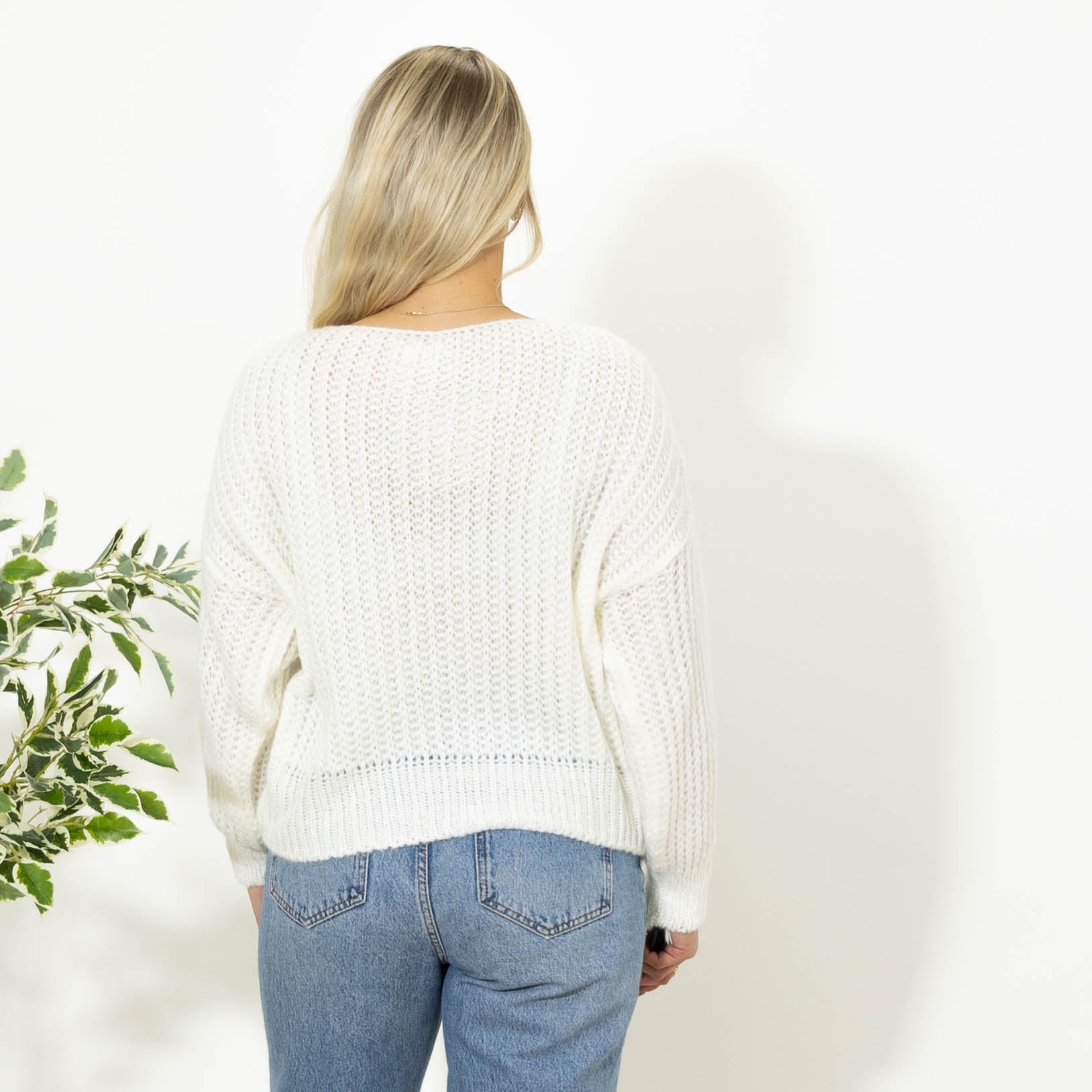 Nanny kort strik, Råhvid