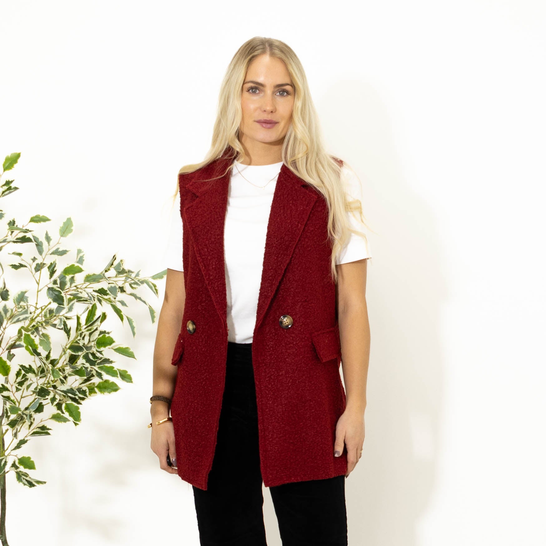 Rasmine bouclé vest, Bordeaux