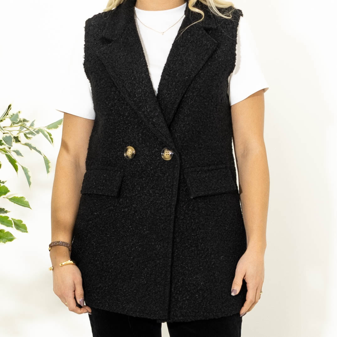 Rasmine bouclé vest, Sort