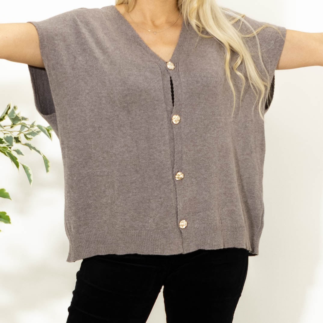 Lene strikvest, Taupe