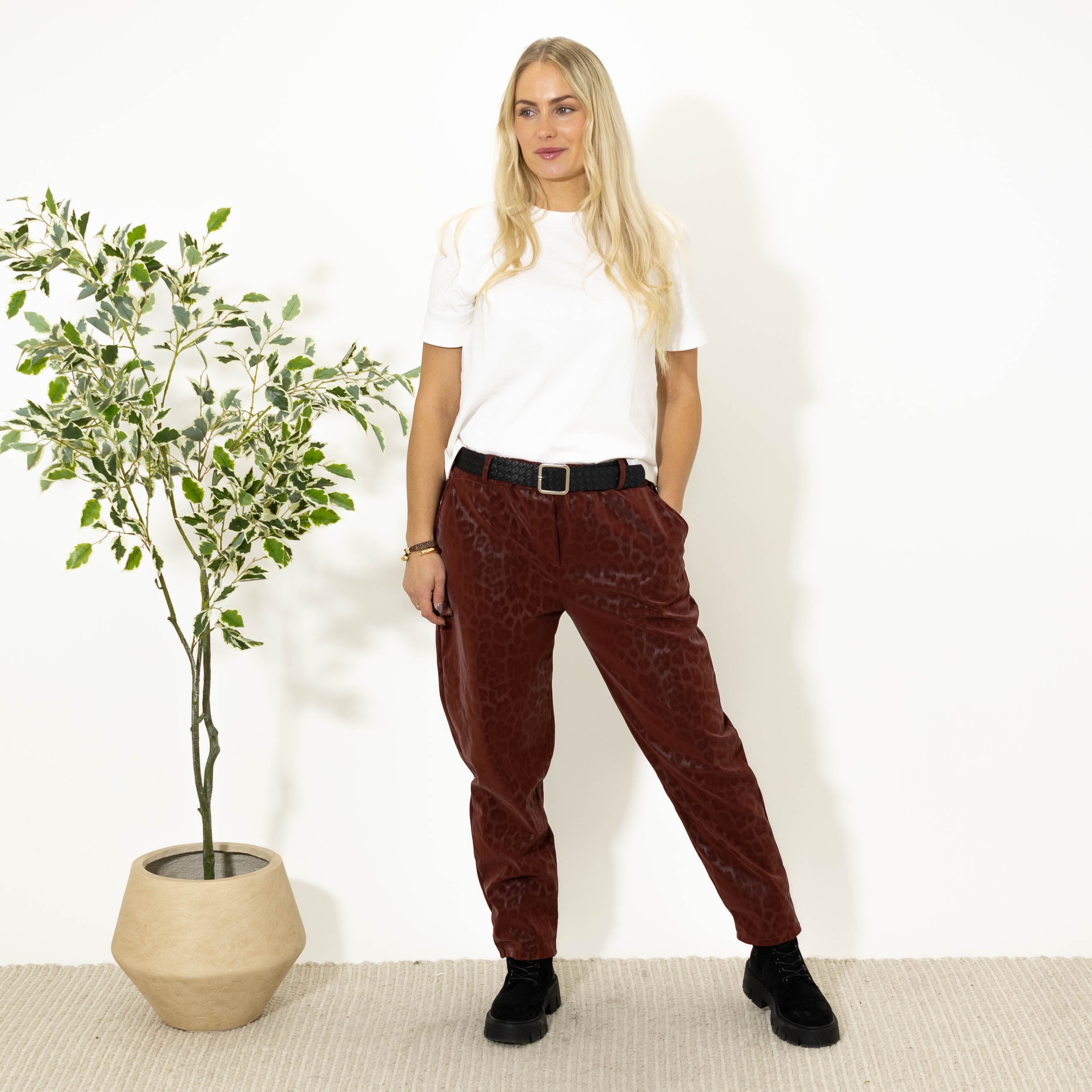 Åse leopardbukser, Bordeaux