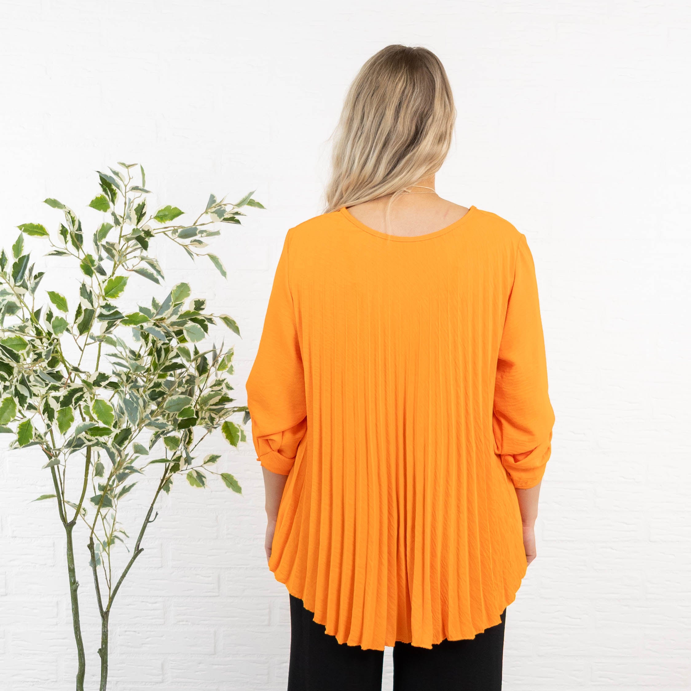 Bolette plisse overdel m. kæde, Brændt orange