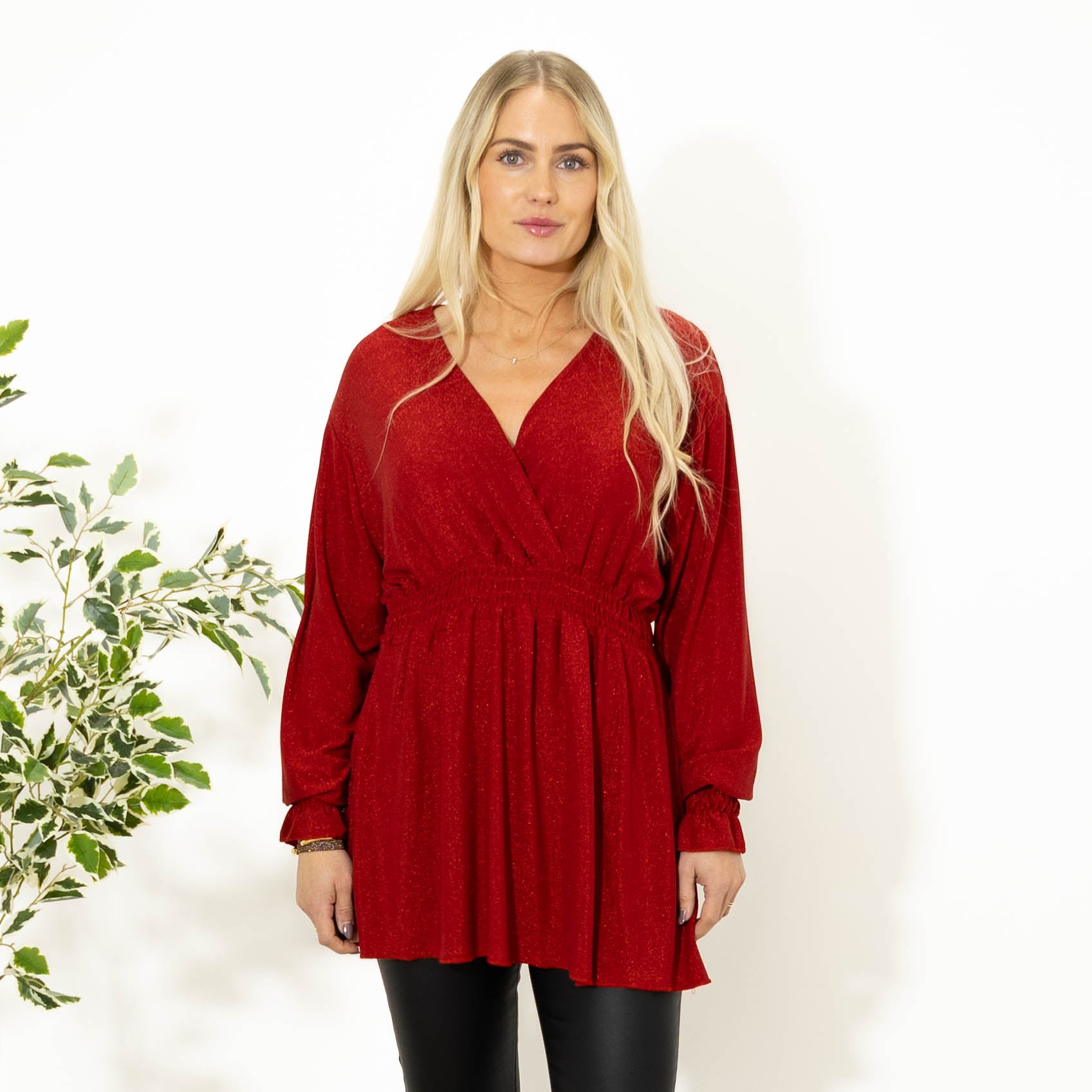 Wally glimmer tunika, Rød