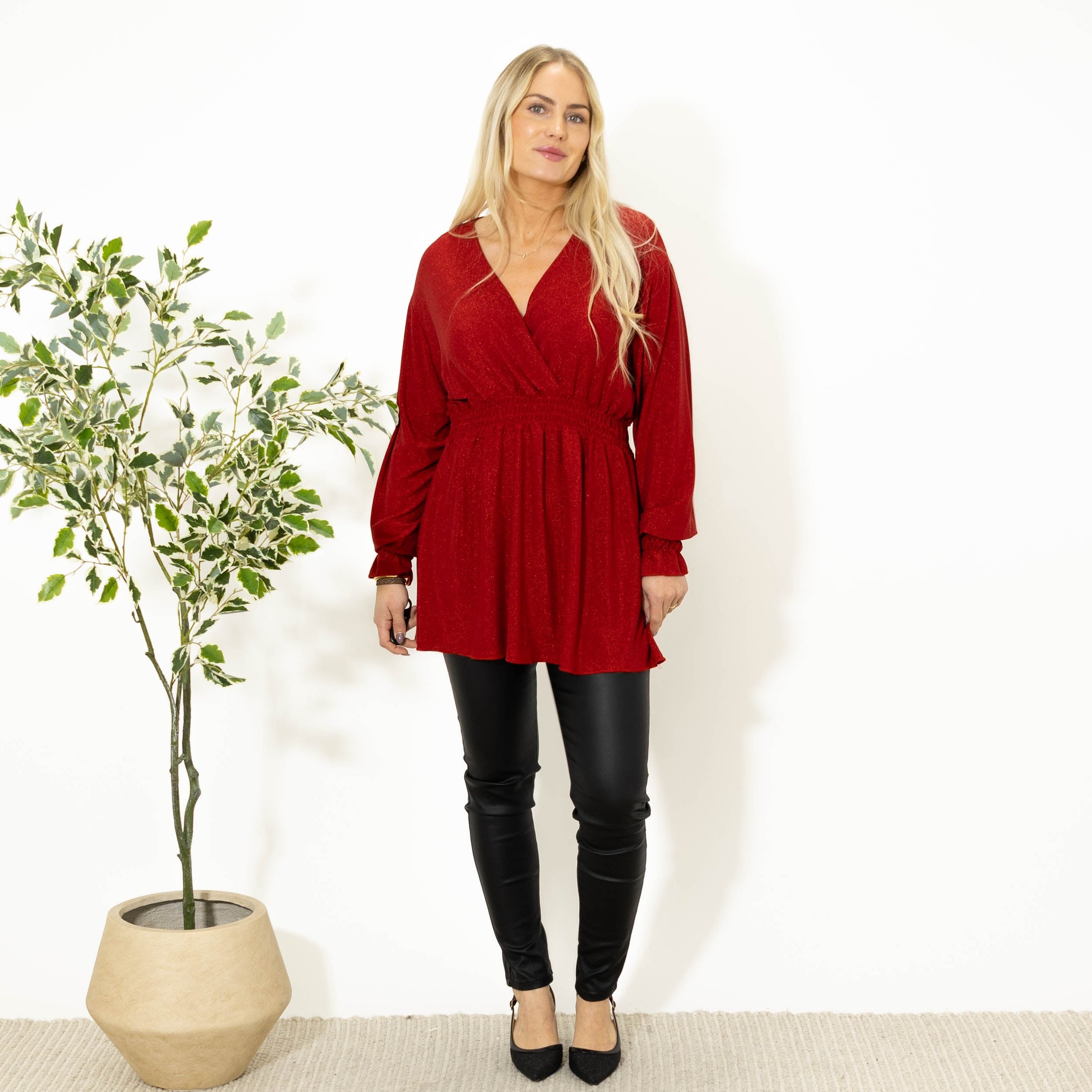 Wally glimmer tunika, Rød