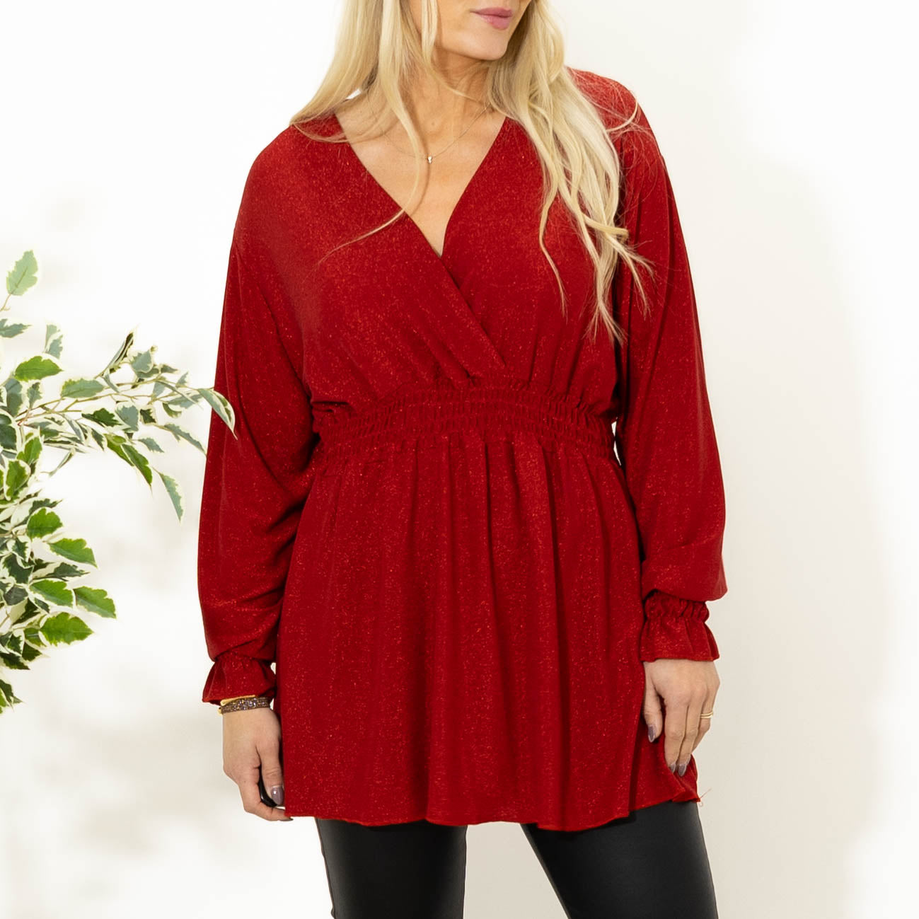 Wally glimmer tunika, Rød