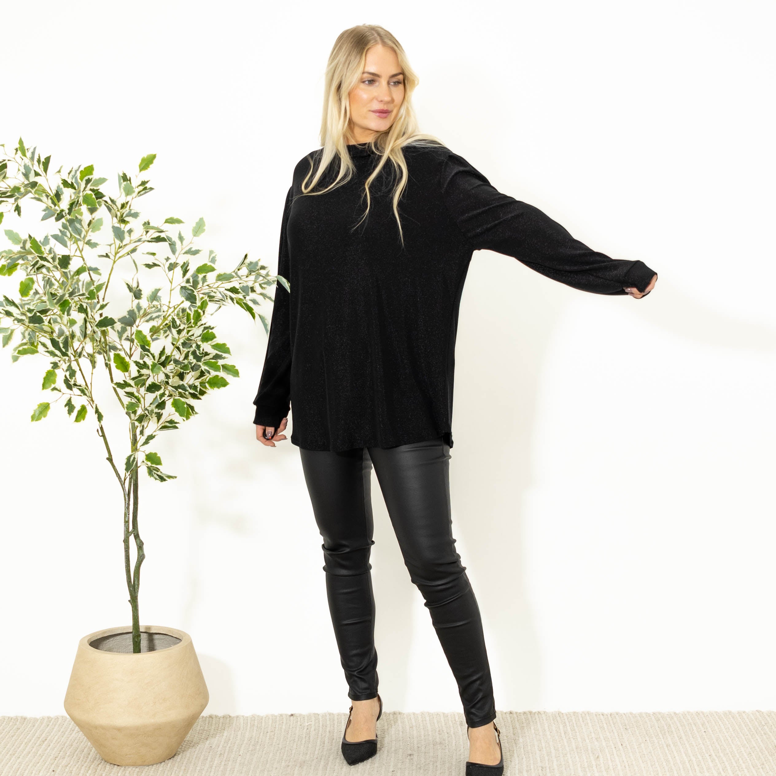 Bebe glimmer overdel, Sort