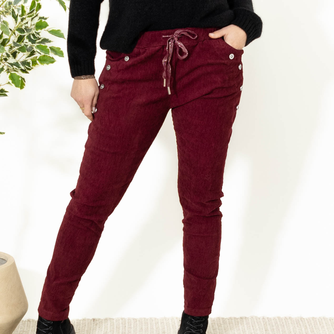 Brianna fløjlsbukser, Bordeaux