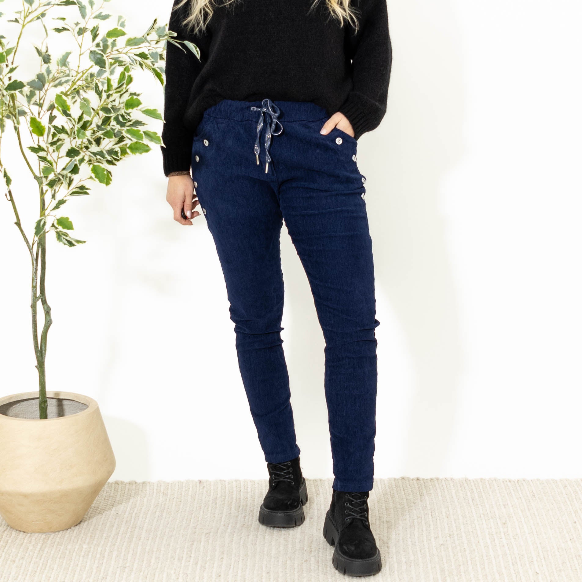 Brianna fløjlsbukser, Navy