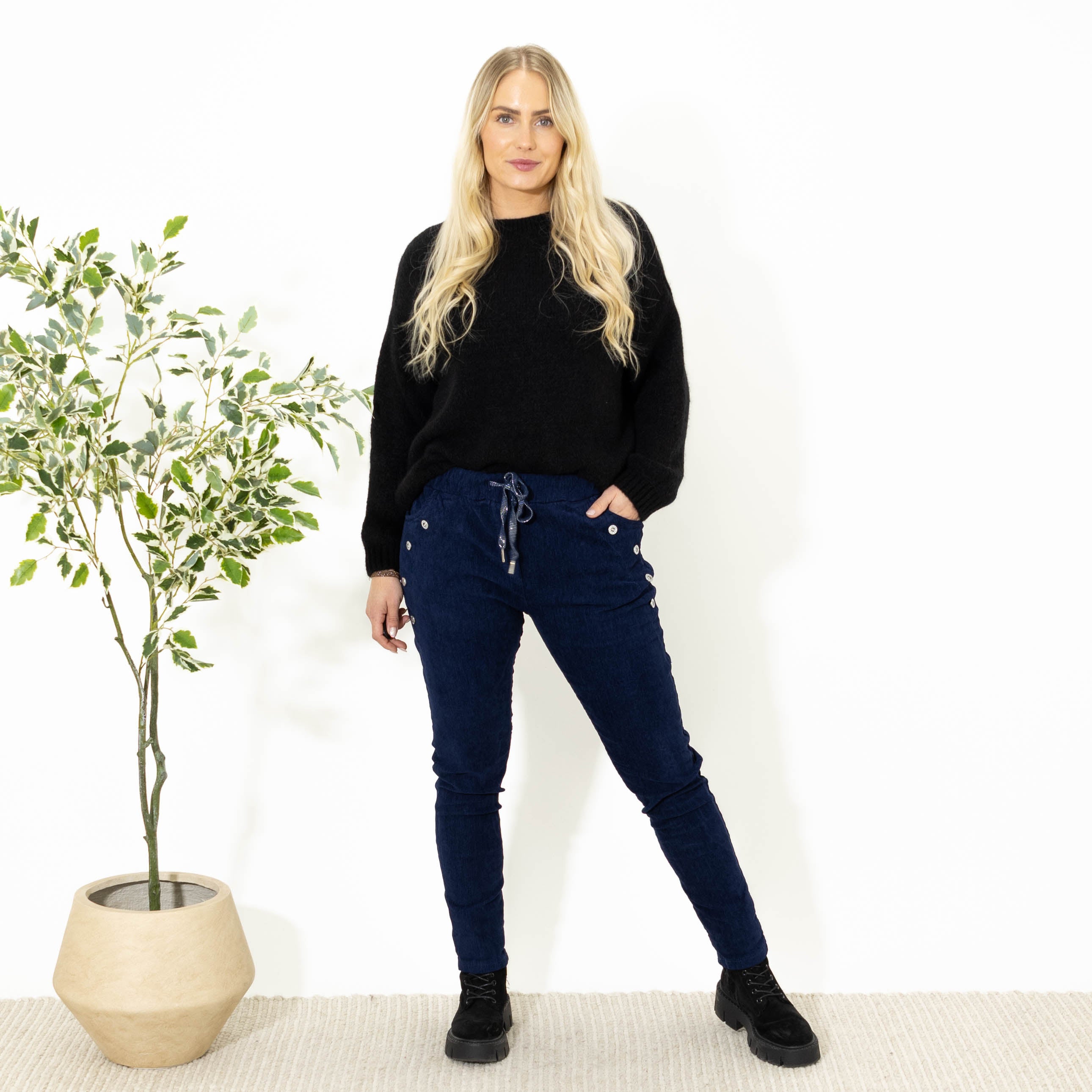 Brianna fløjlsbukser, Navy