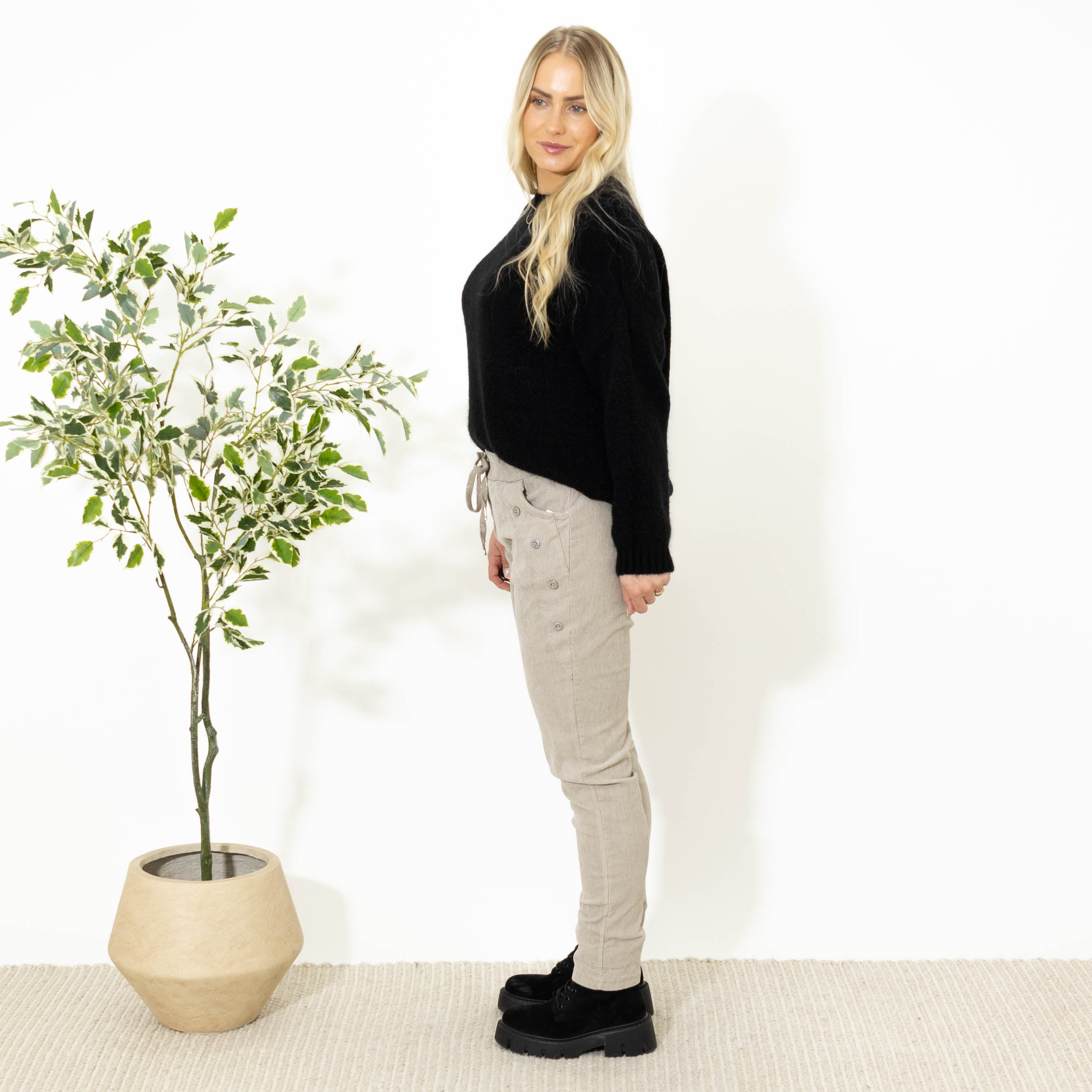 Brianna fløjlsbukser, Beige