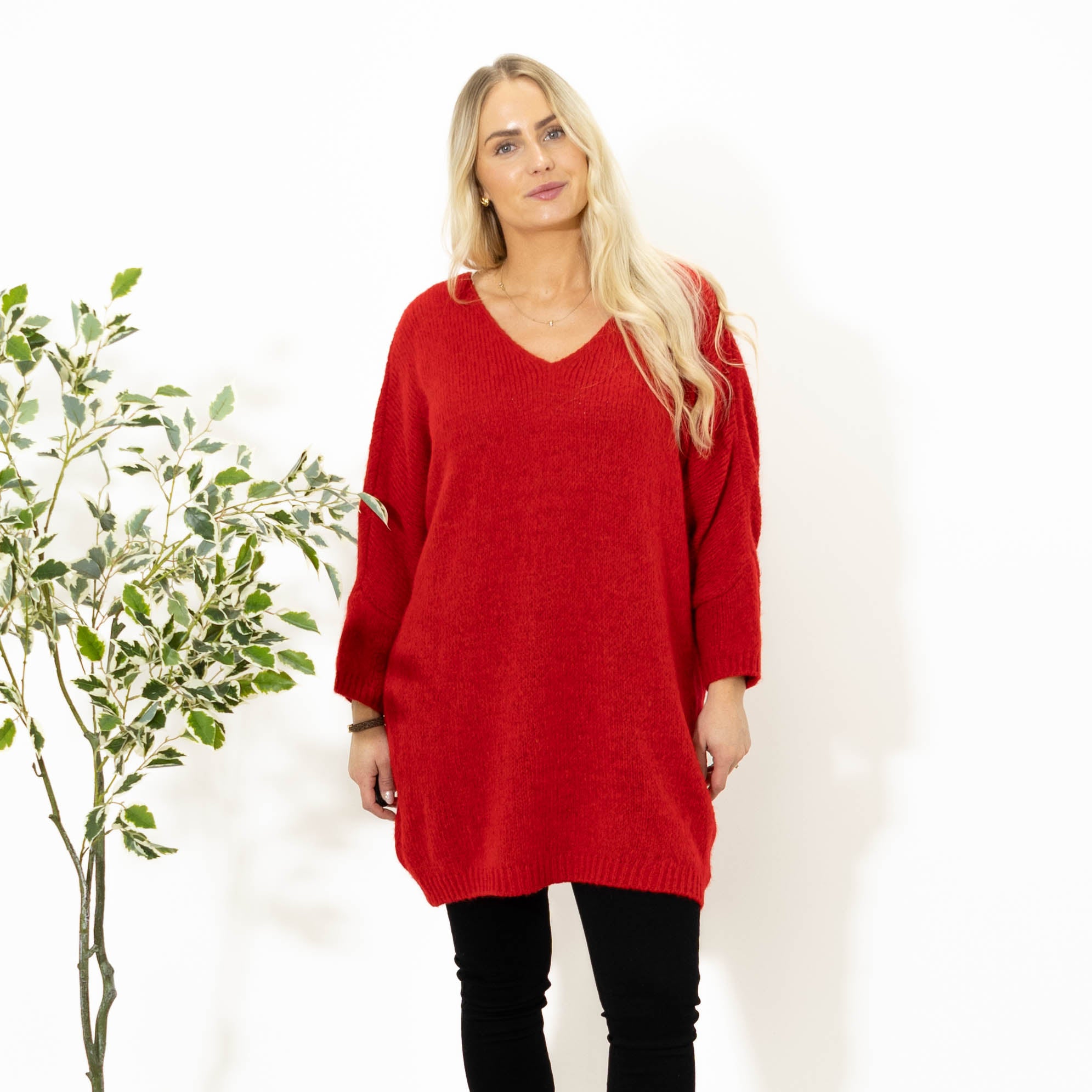 Aster tunikakjole, Rød