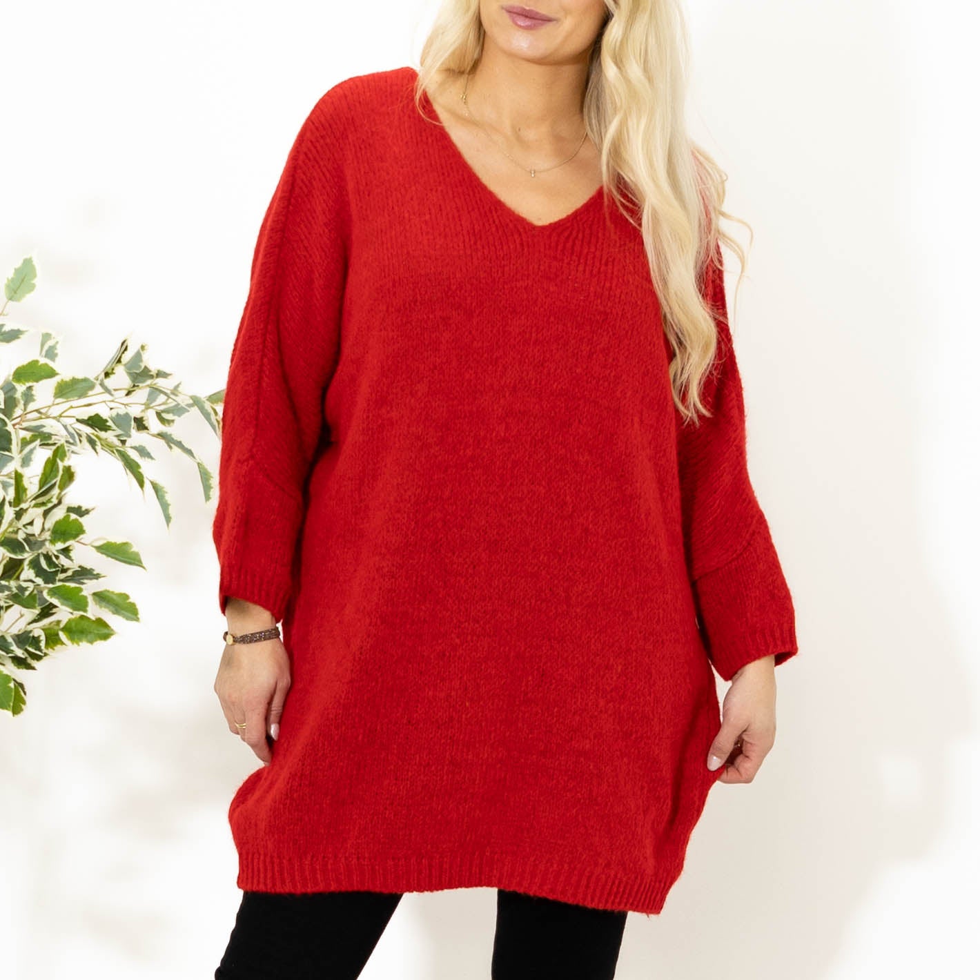 Aster tunikakjole, Rød