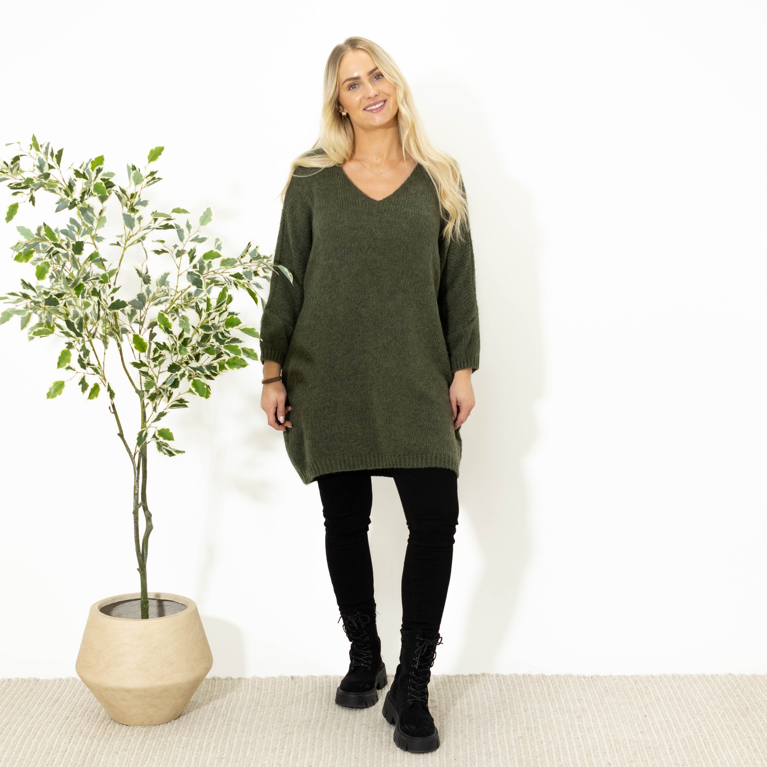 Aster tunikakjole, Khaki