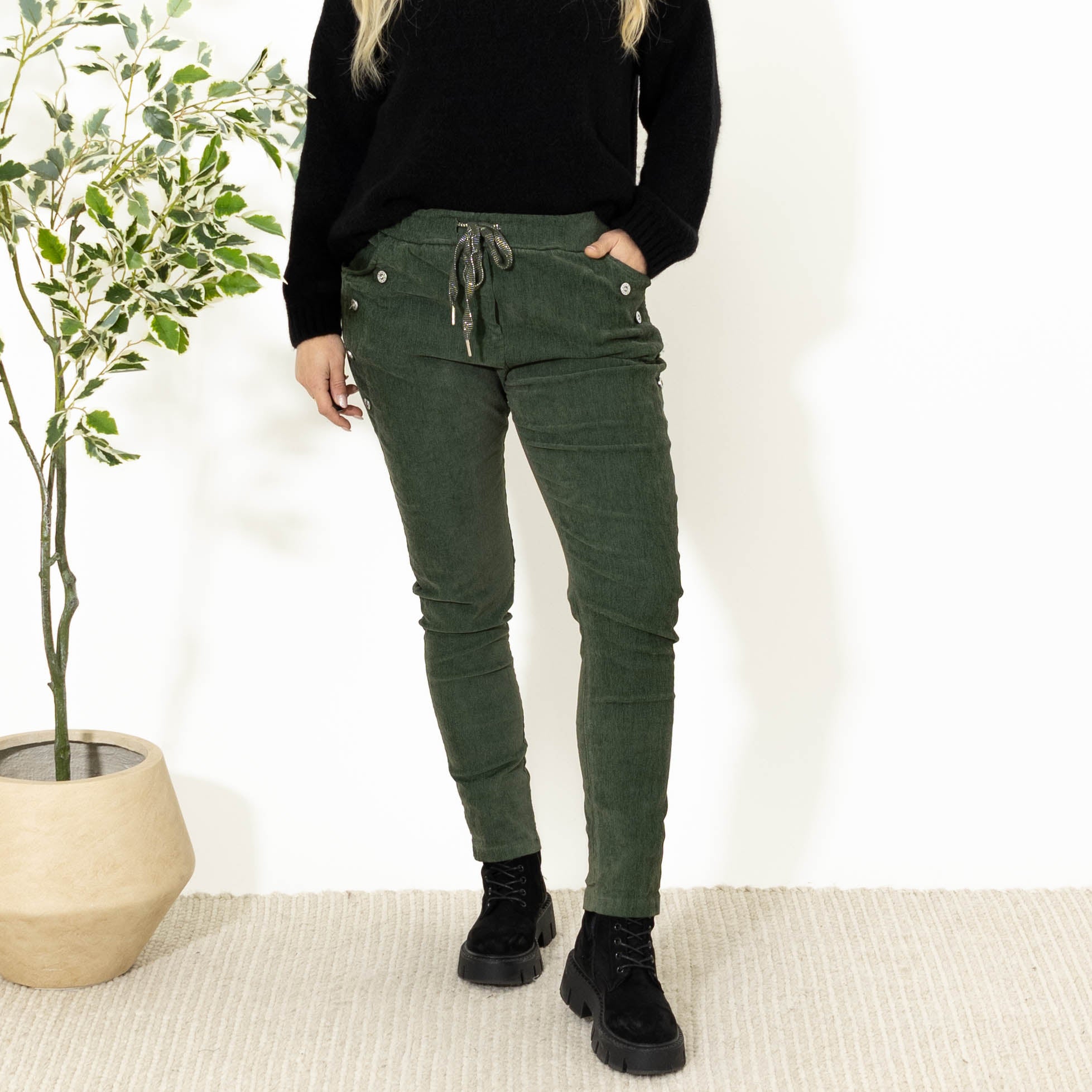 Brianna fløjlsbukser, Khaki