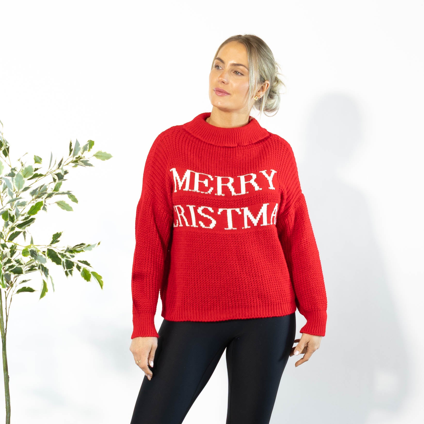 Maiken julestrik m. rullekrave, Rød