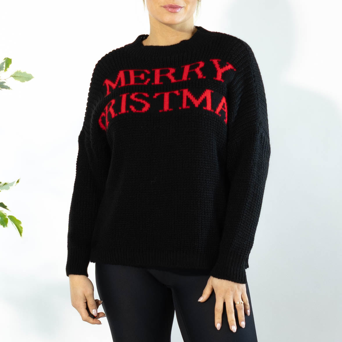 Aja rundhals julestrik, Sort