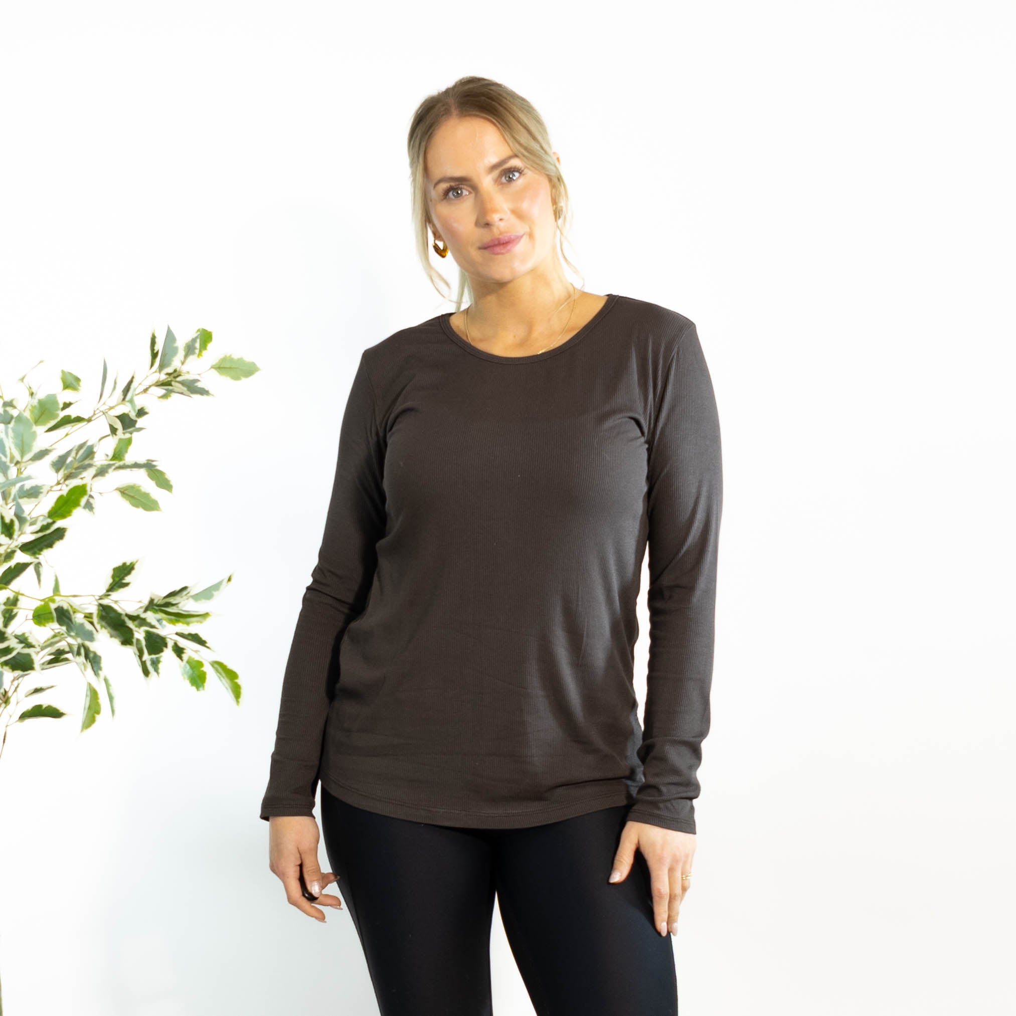 Monica langærmet t-shirt, Choko