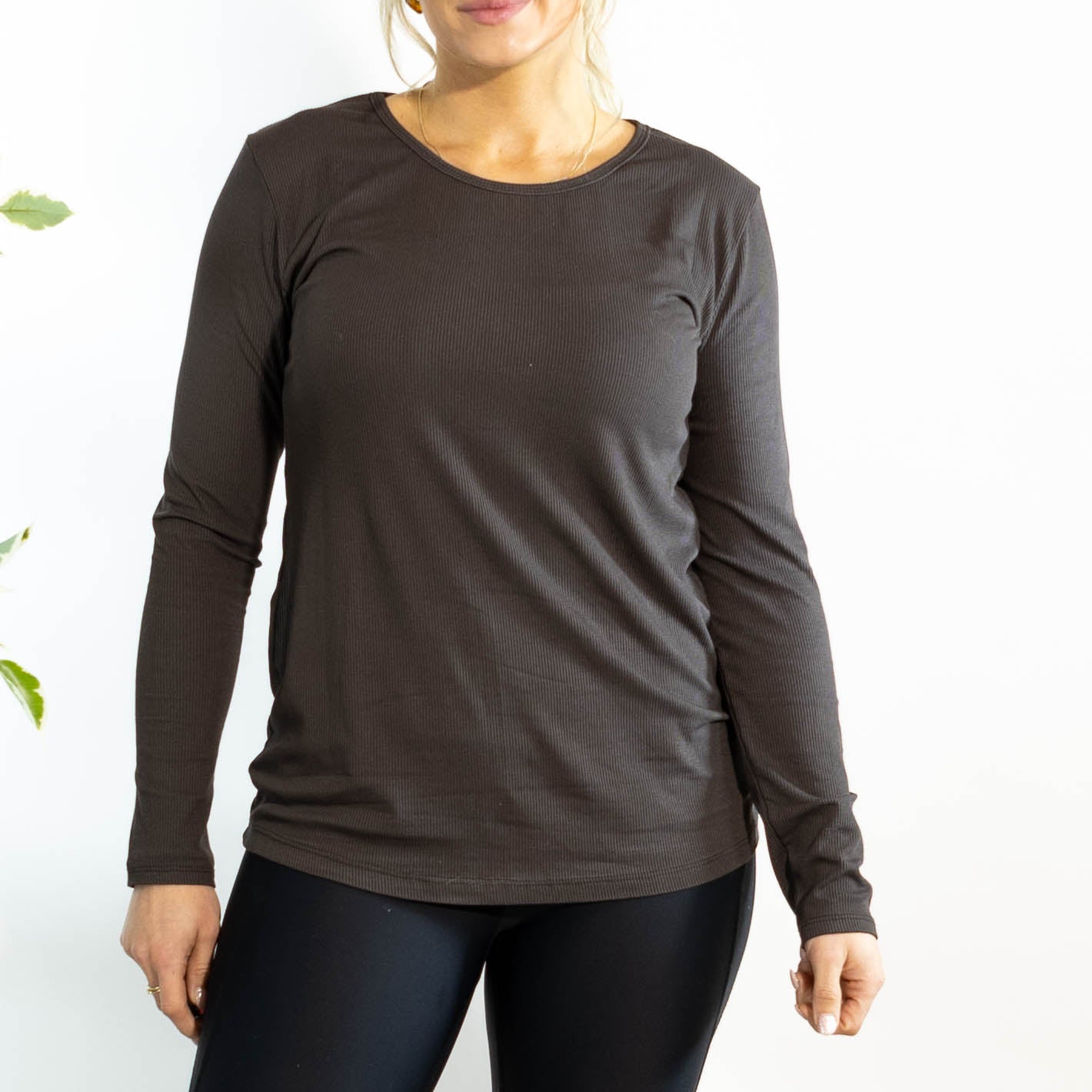 Monica langærmet t-shirt, Choko