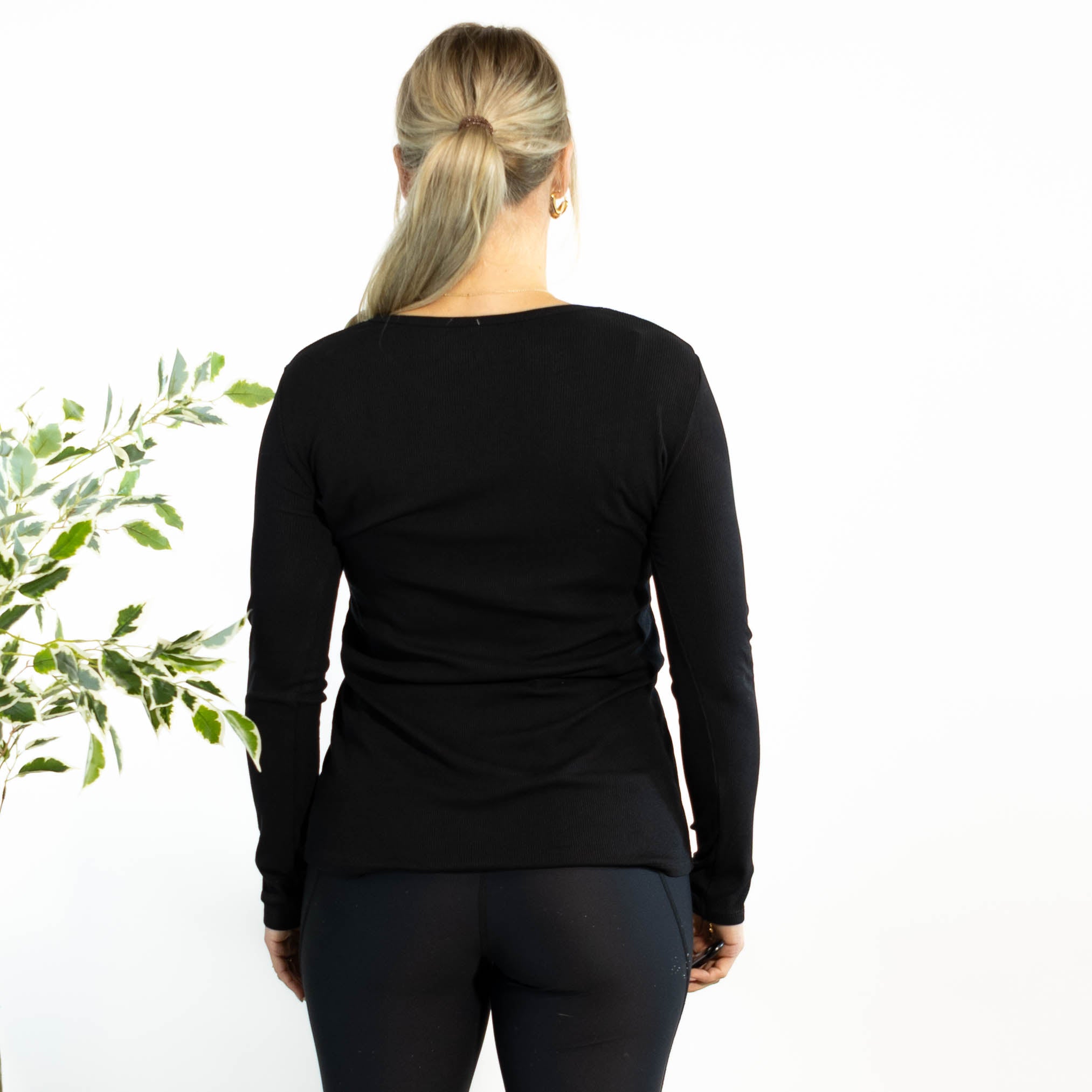 Monica langærmet t-shirt, Sort